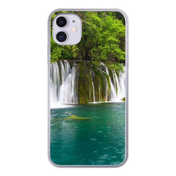 MuchoWow Handyhülle Die grüne Natur oberhalb der Wasserfälle in Thailands Handyhülle Apple iPhone 11 Smartphone-Bumper Print Handy