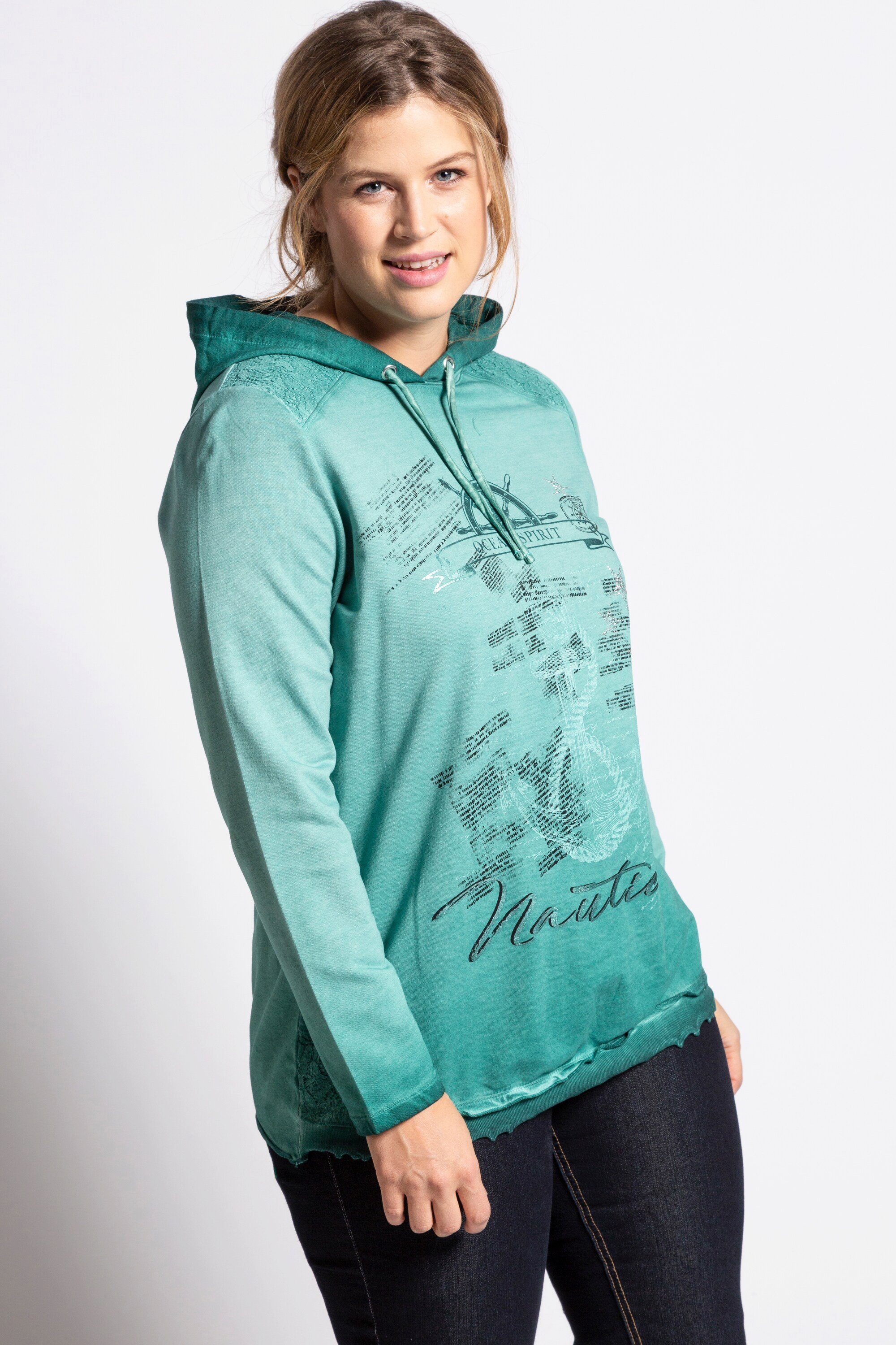 Ulla Popken Sweatshirt Sweatshirt Ankermotiv Regular cold dyed Spitze