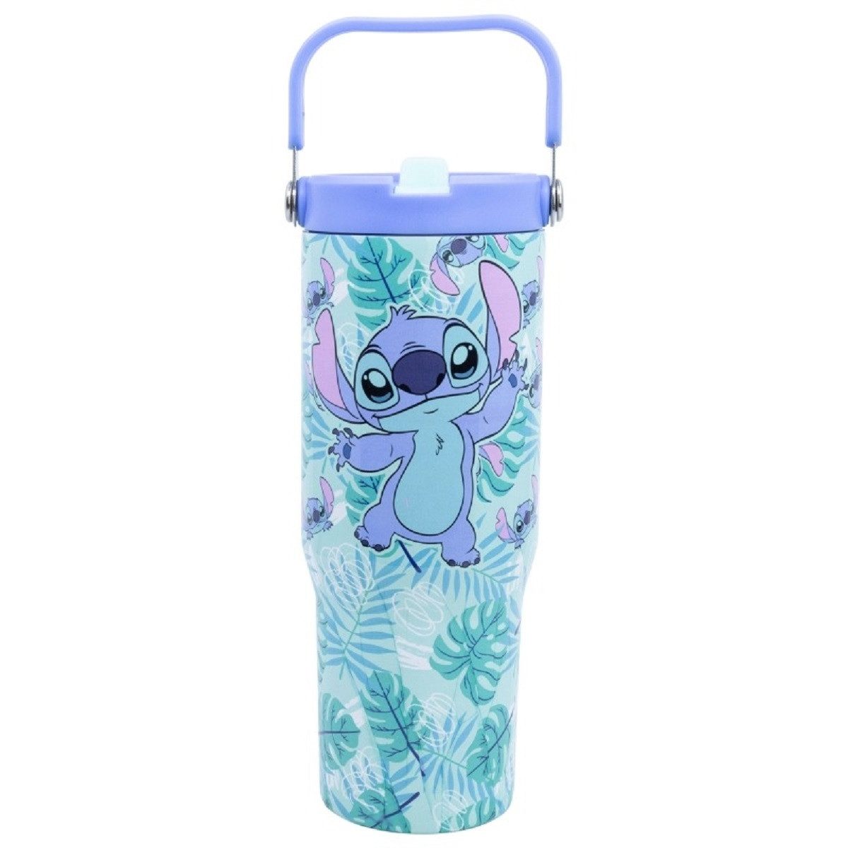 Lilo & Stitch Trinkflasche Edelstahl Thermobecher 860 ml mit Griff und Klappdeckel