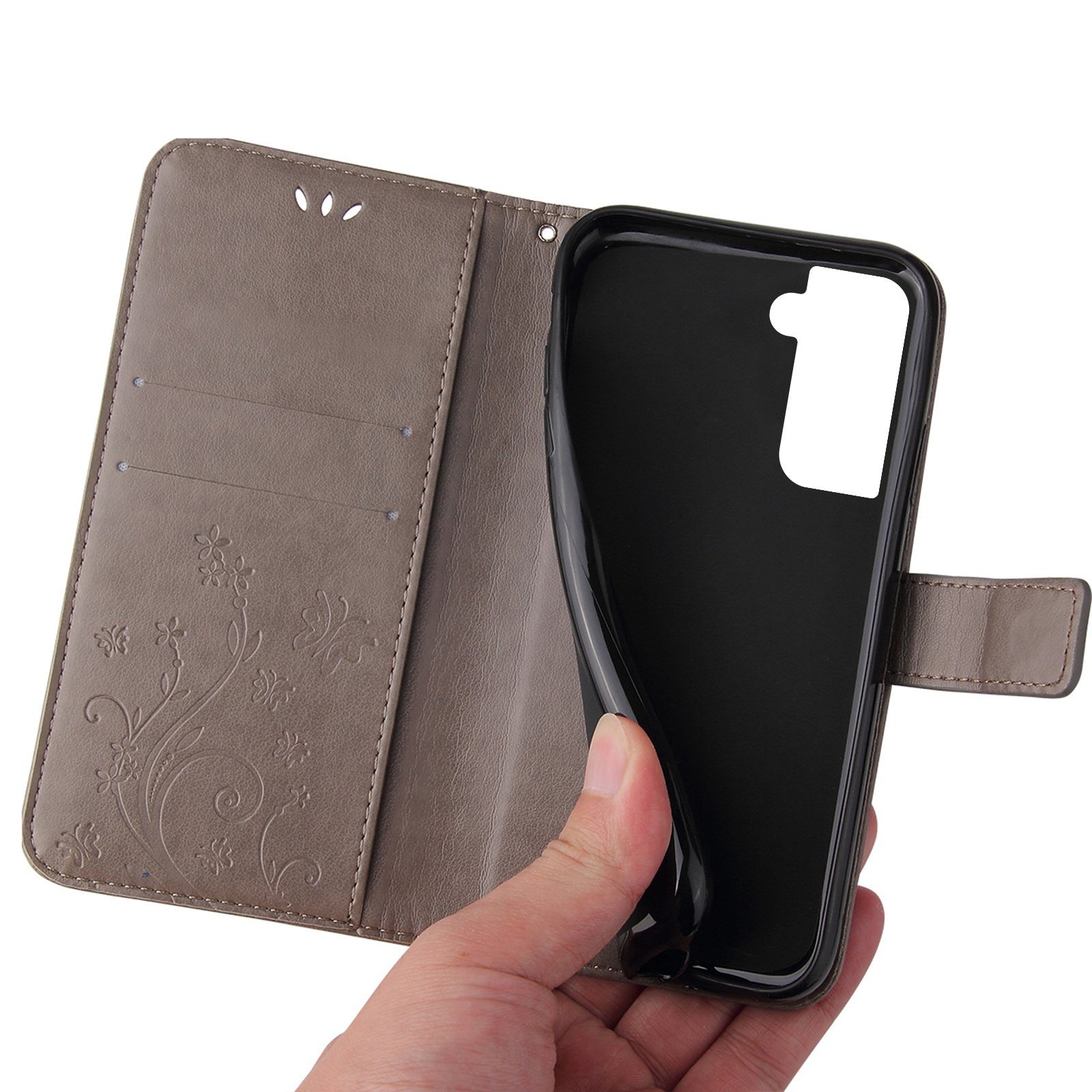 Tec-Expert Handyhülle Cover Tasche Hülle für Samsung Galaxy S23 6,1 Zoll, Klapphülle Case mit Kartenfach Fliphülle aufstellbar, Motiv Blumen