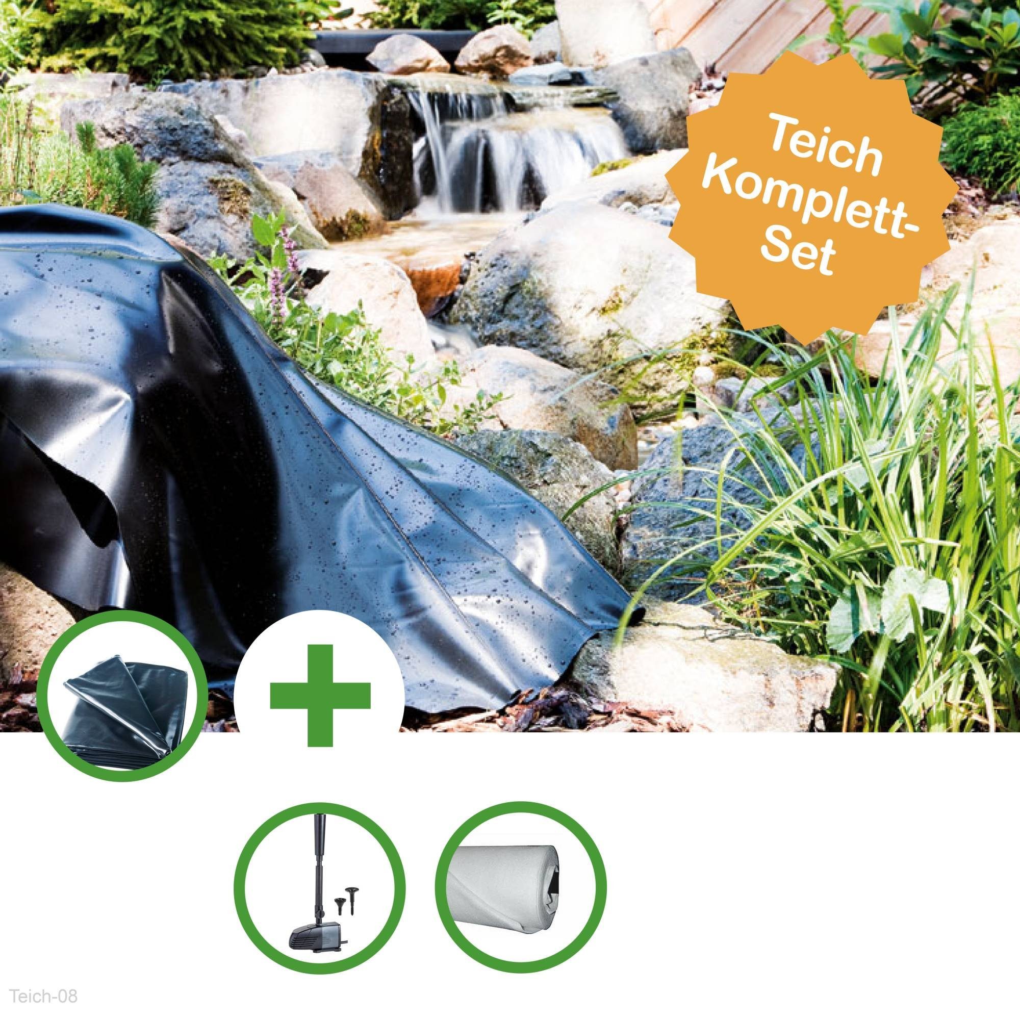 Heissner Teichfolie TEICH SET 'DONAU' - KLEINER FOLIENTEICH - TEICHFOL, 0,5 mm Stärke