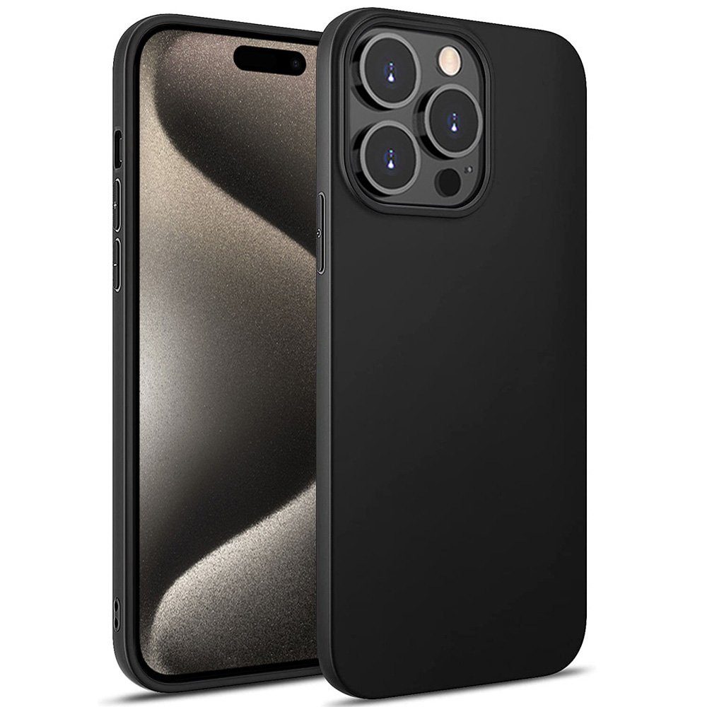 FITSU Handyhülle Ultra Slim Case für Apple iPhone 15 Pro Max Schwarz 6,7 Zoll, Ultradünne Handyschale Slim Case Cover Schutzhülle mit Kameraschutz
