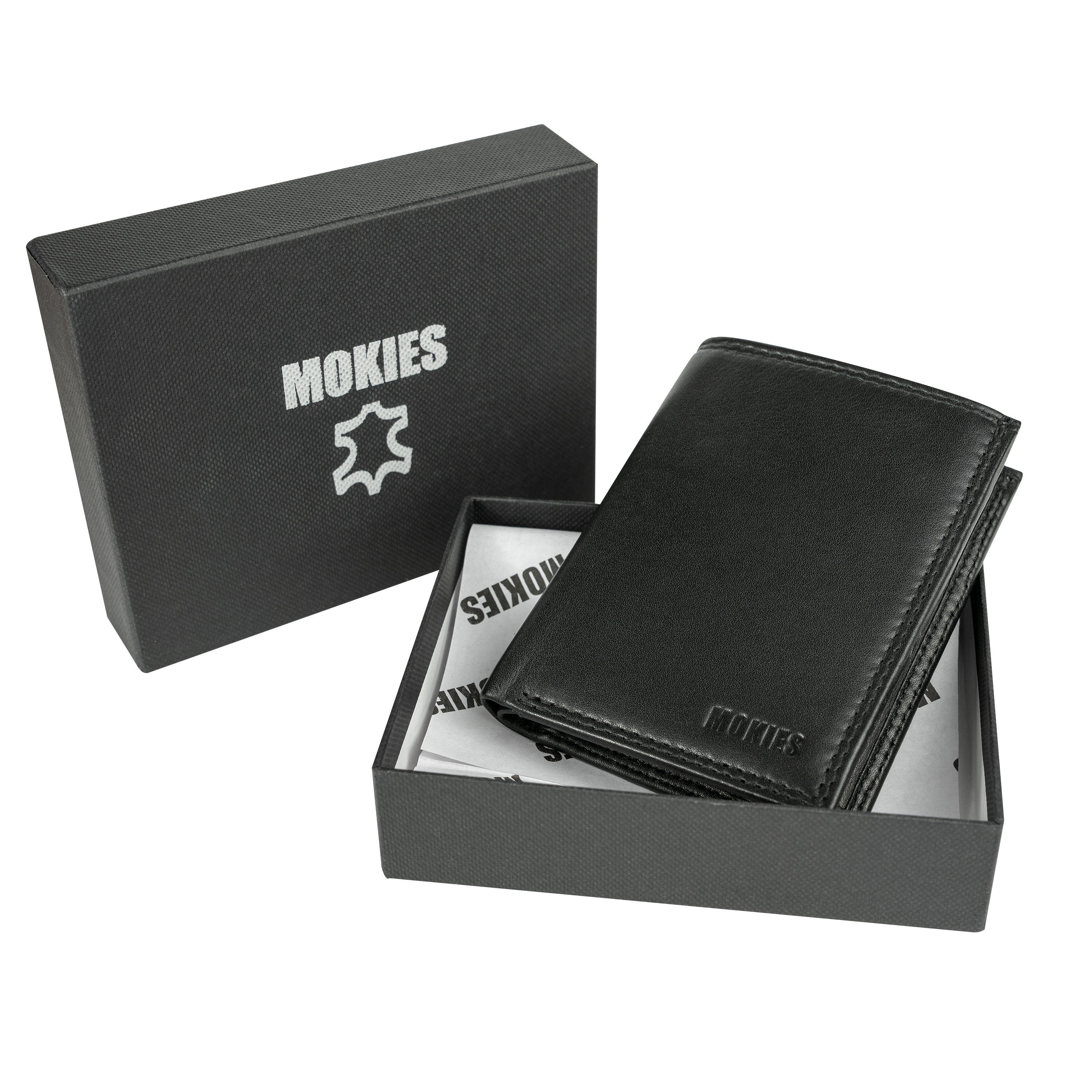 MOKIES Geldbörse Premium Herren Nappa RFID-/NFC-Schutz, Portemonnaie (hochformat), 100% Nappa-Leder, Premium Echt-Leder, Geschenkbox GN103