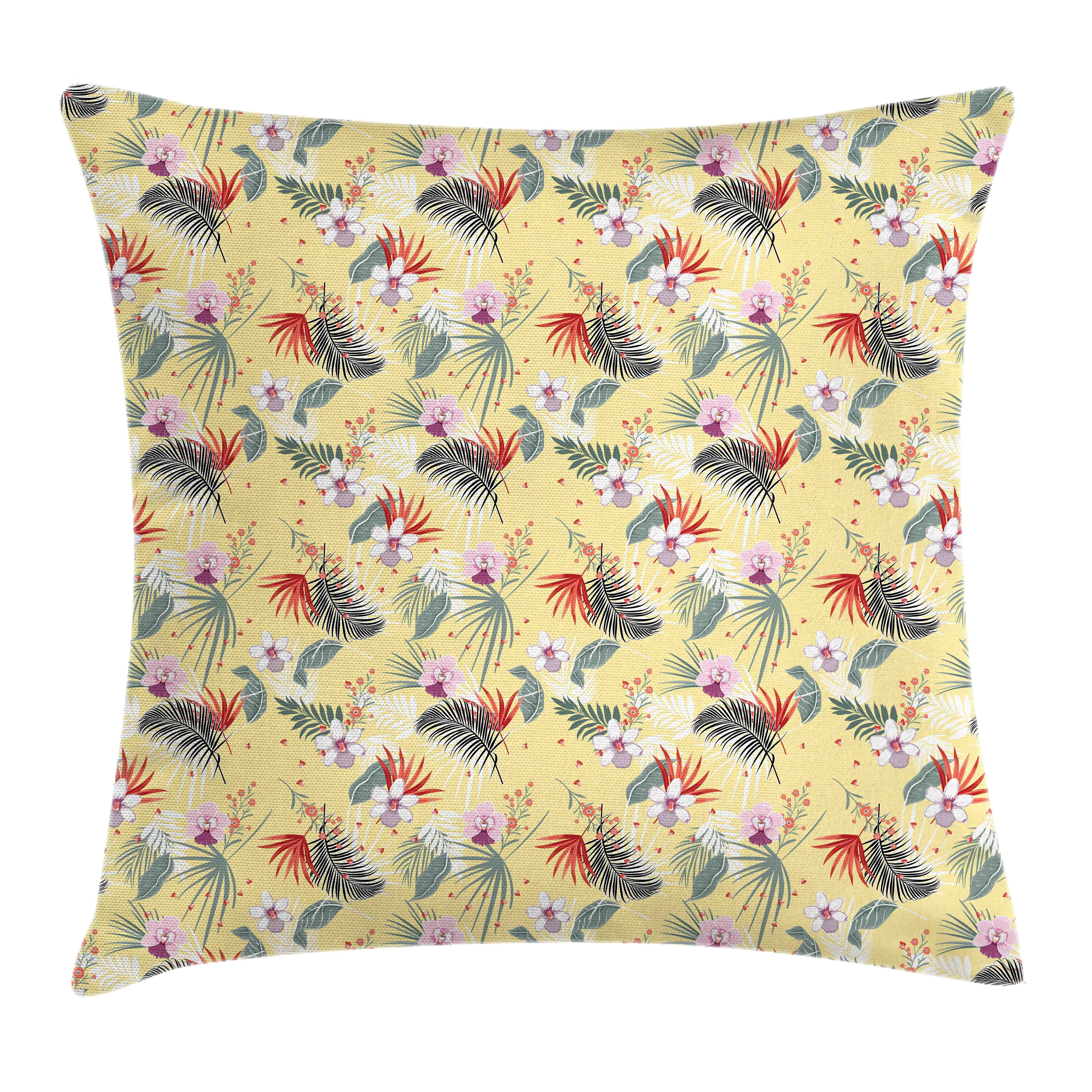 Kissenbezüge Waschbar Klaren Farbfesten Abakuhaus Pastell Hibiscus (1 mit Kissenhülle Farben Beidseitiger Tropisch Druck, Flowers Stück), mit Reißverschluss