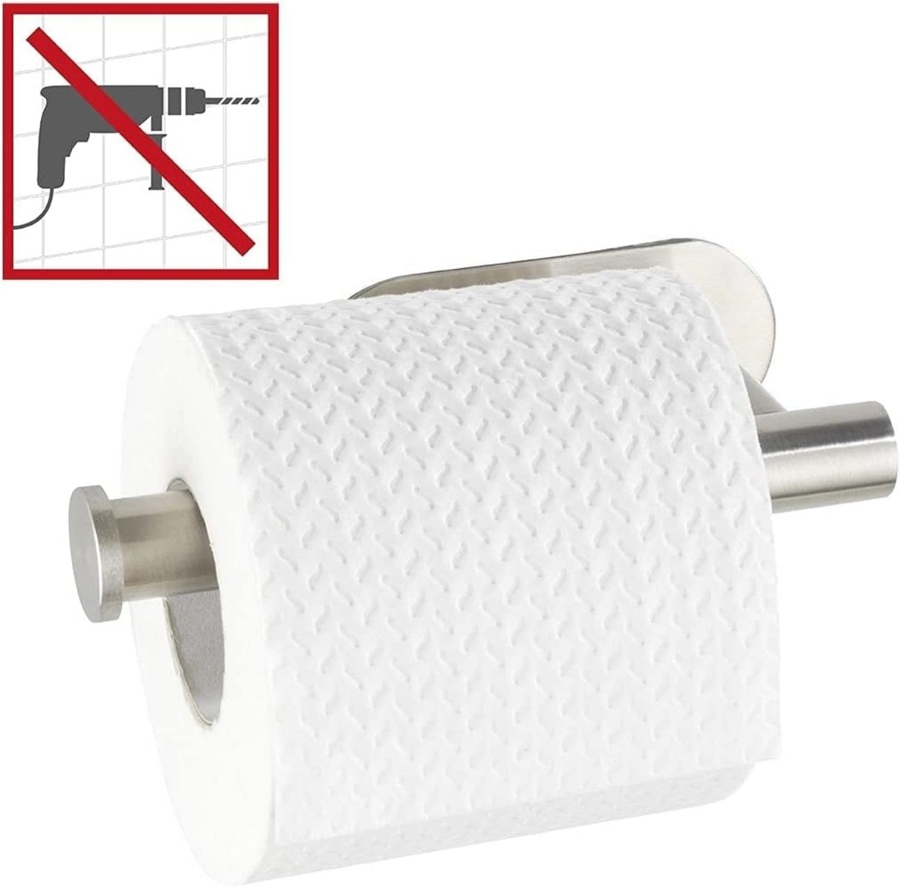 WENKO Toilettenpapierhalter, Toilettenpapierhalter Salve ohne Klebebefestigung Bohren Edelstahl