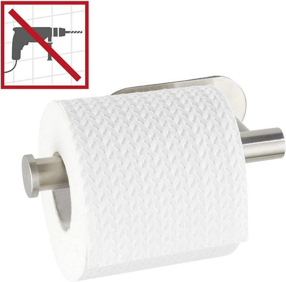 WENKO Toilettenpapierhalter, Toilettenpapierhalter Salve Edelstahl ohne  Bohren Klebebefestigung
