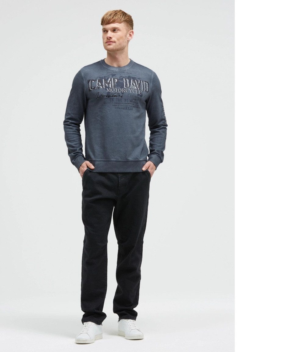 CAMP DAVID Sweatshirt,Sweatshirt Oil Dyed mit Crack Prints