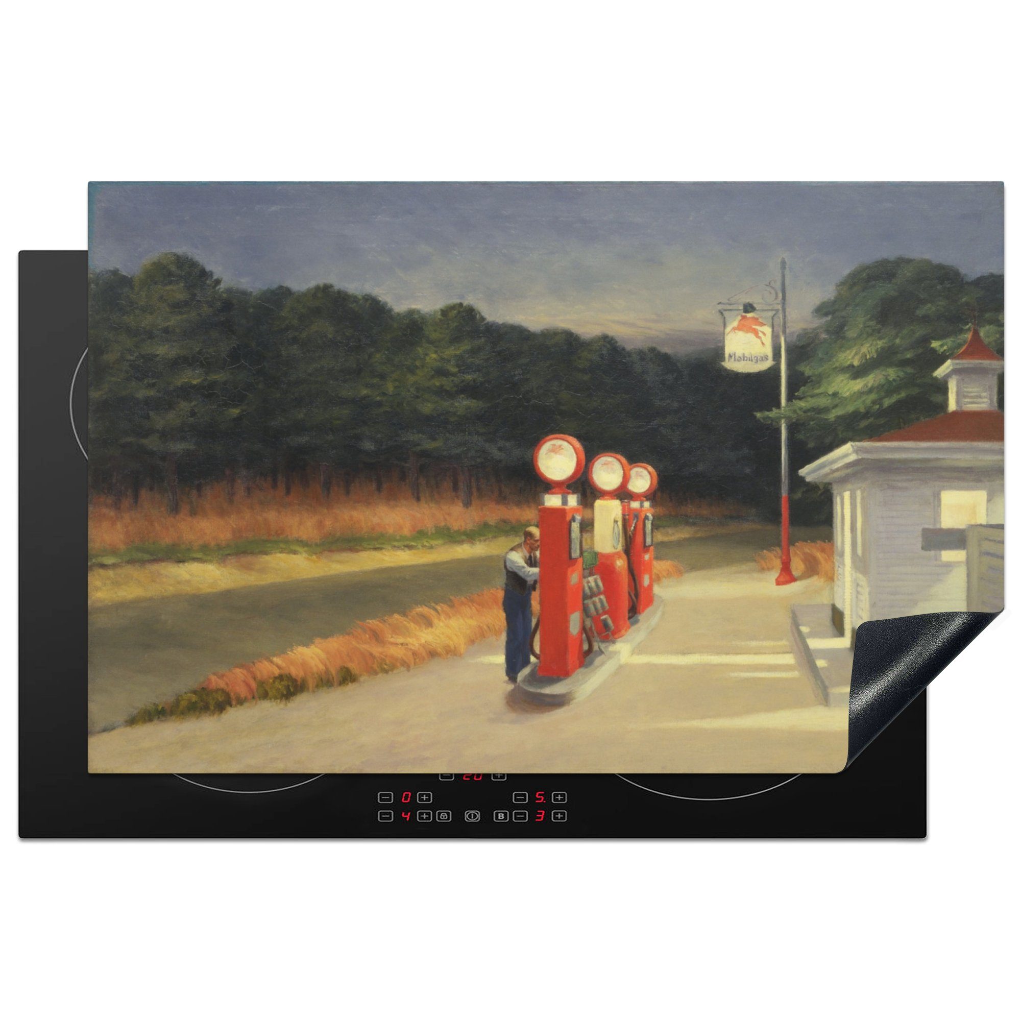 MuchoWow Herdblende-/Abdeckplatte Benzin - Edward Hopper, Vinyl, (1 tlg), 81x52 cm, Induktionskochfeld Schutz für die küche, Ceranfeldabdeckung | Herdabdeckplatten