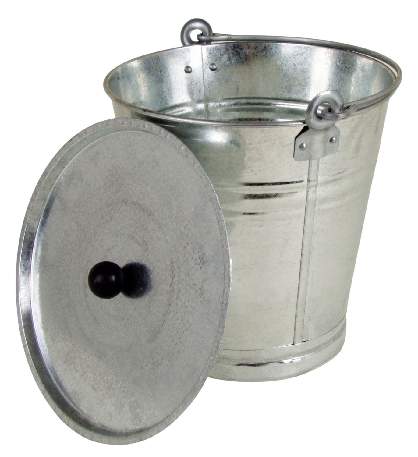 BURI Blumenbank Zinkeimer 12L mit Deckel Zink Eimer Blumenkübel Wassereimer