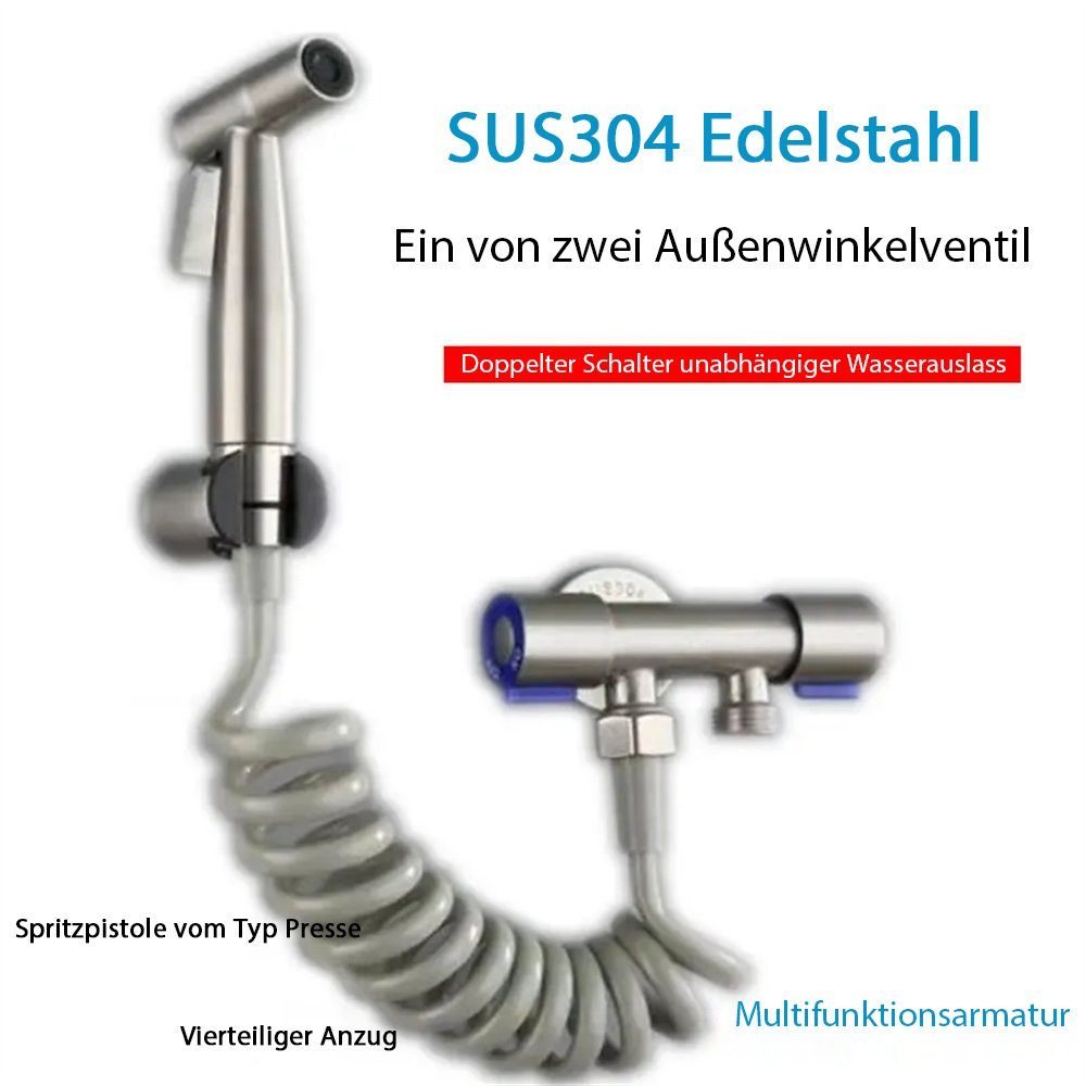 TUABUR Handbrause Badezimmer-WC-Umlenker-Booster-Düse Edelstahl-Spritzpistole,