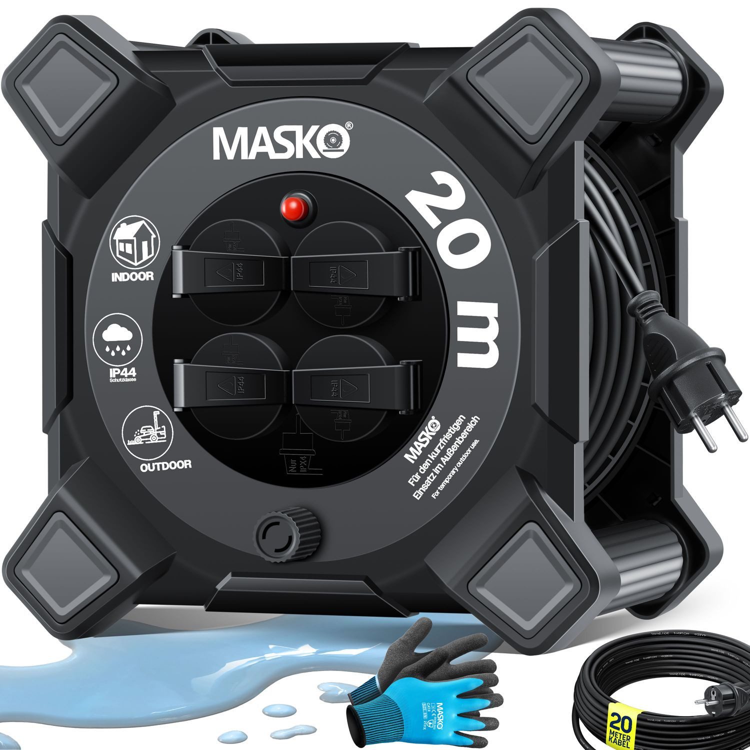 MASKO Kabeltrommel (Kabellänge 20 m), Verlängerungskabel günstig online kaufen