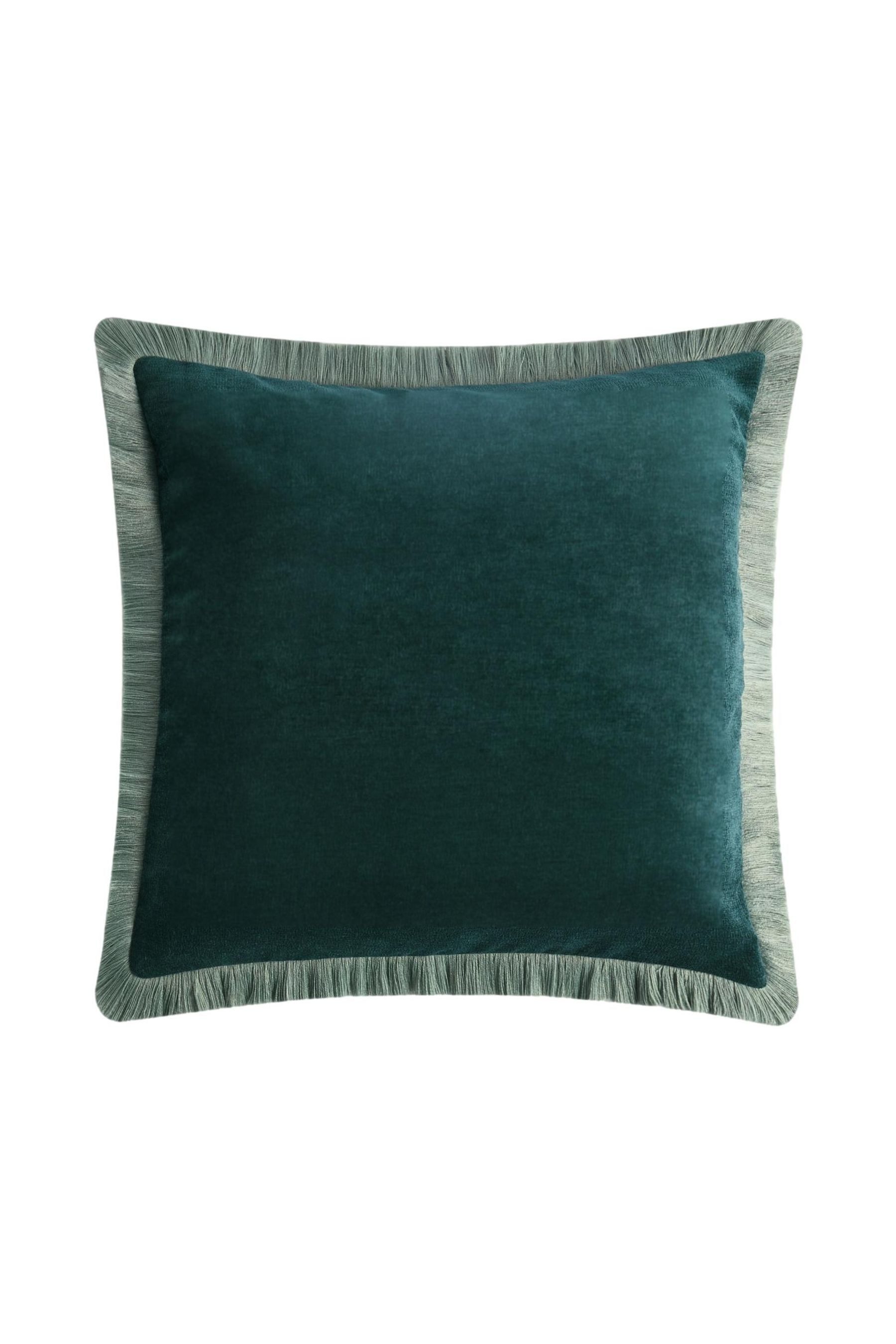 Dekokissen Weiches Velourskissen mit Fransen – 45 x 45 cm