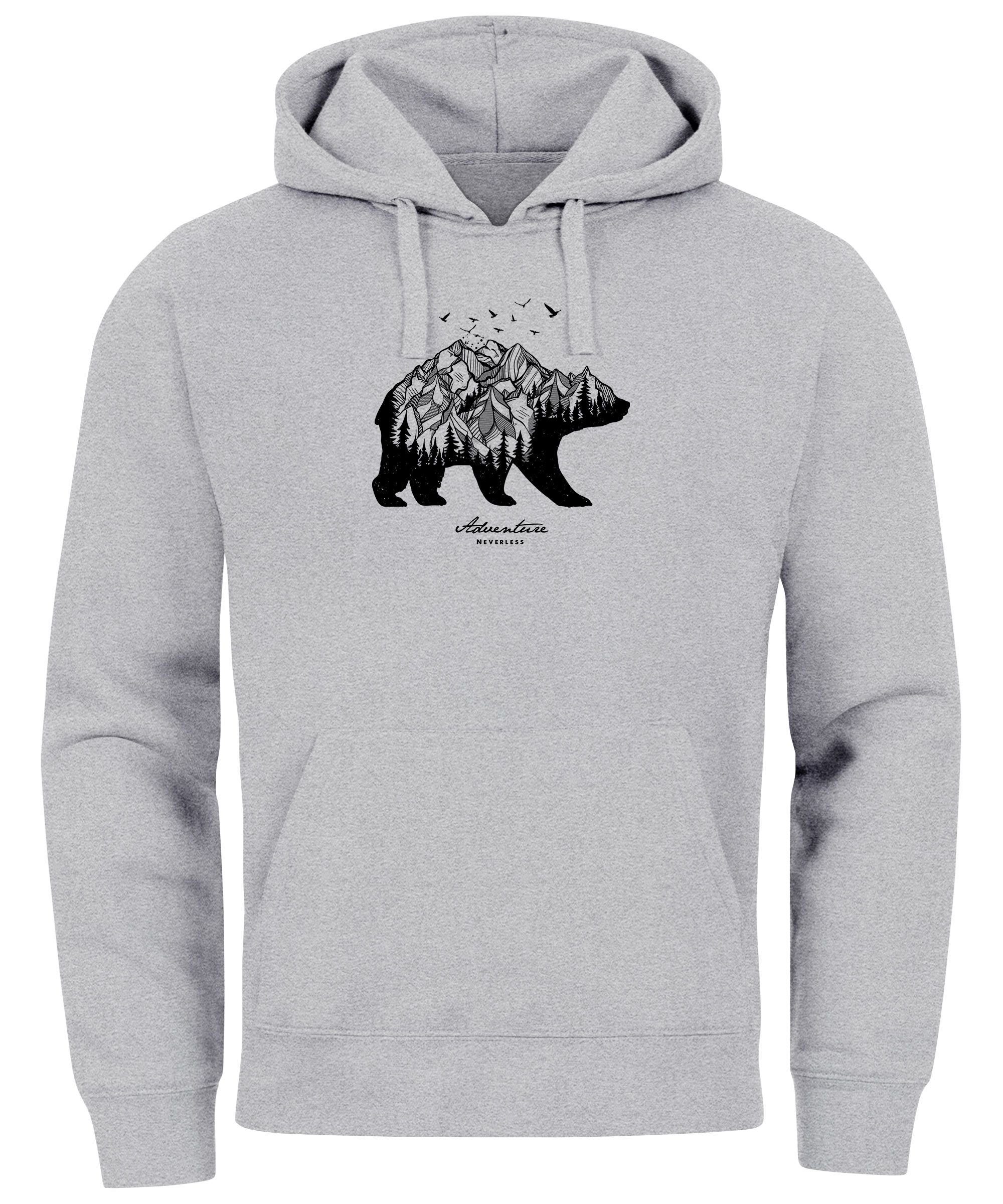 Neverless Hoodie Hoodie Herren Bär Abenteuer Berge Wald Bear Mountains Adve günstig online kaufen