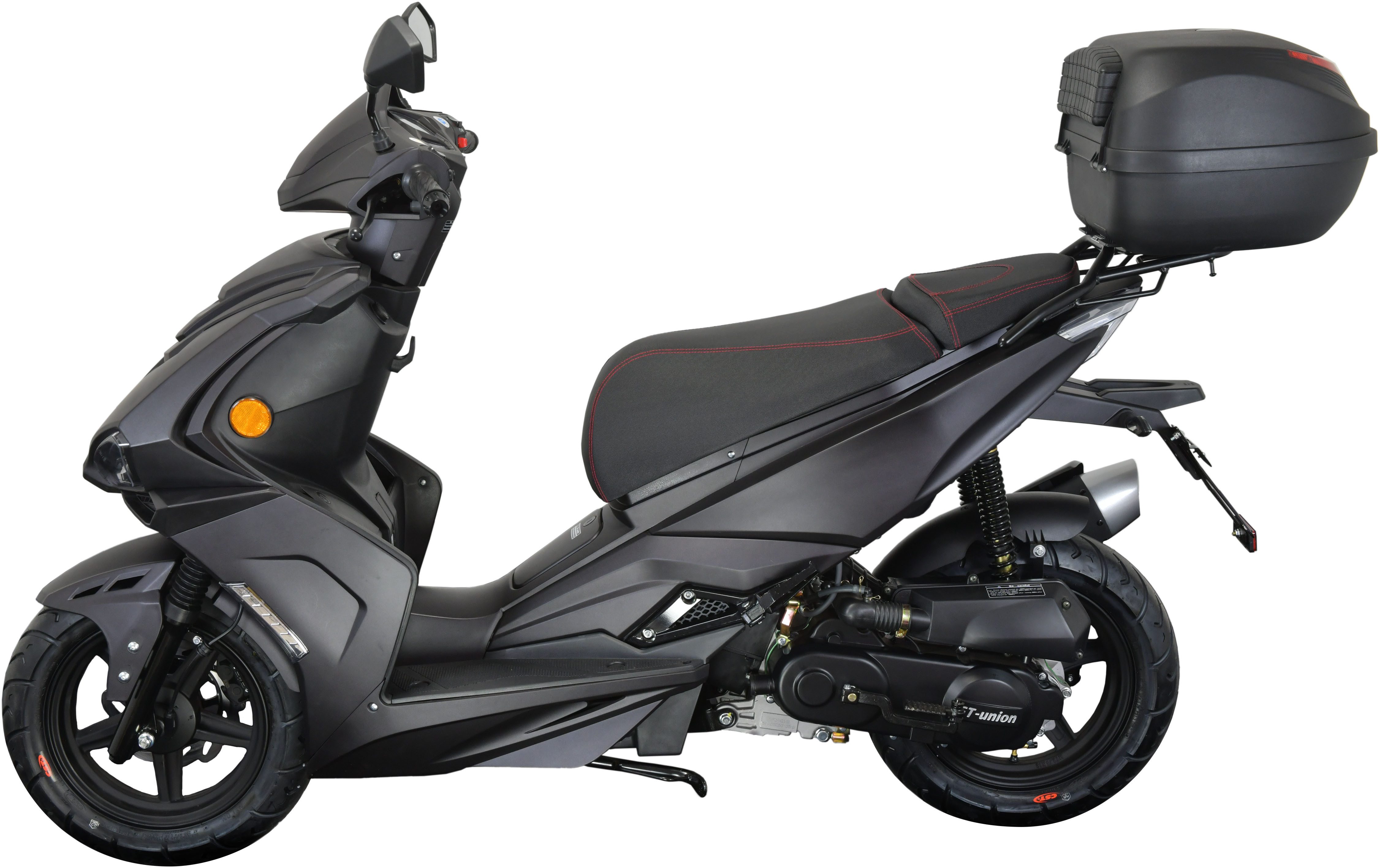 GT UNION Motorroller Striker 45, 49,5 ccm, 45 km/h, Euro 5, (Set, mit Topcase), Luftgekühlter Motor