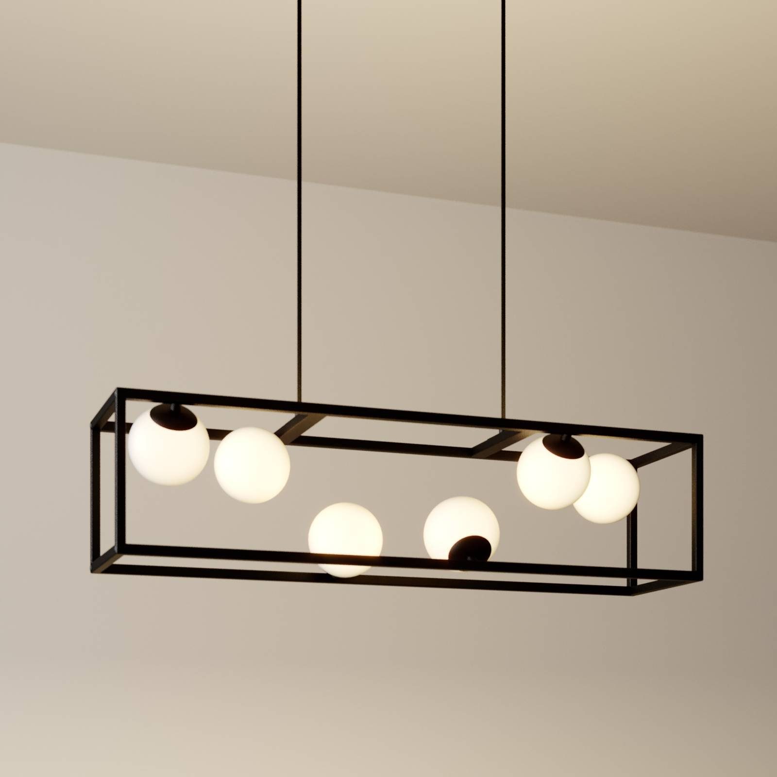 Lindby LED-Hängeleuchte Utopia, dimmbar, Leuchtmittel nicht inklusive, Modern, Eisen, Glas, Schwarz, weiß, 6 flammig, G9