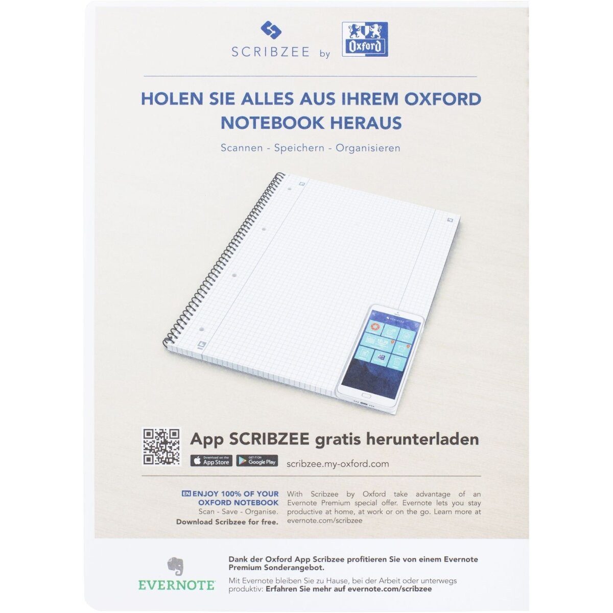 OXFORD Notenblock Collegeblock Schule Duo Touch A4+ Lineatur 28/27 50/30 Blatt