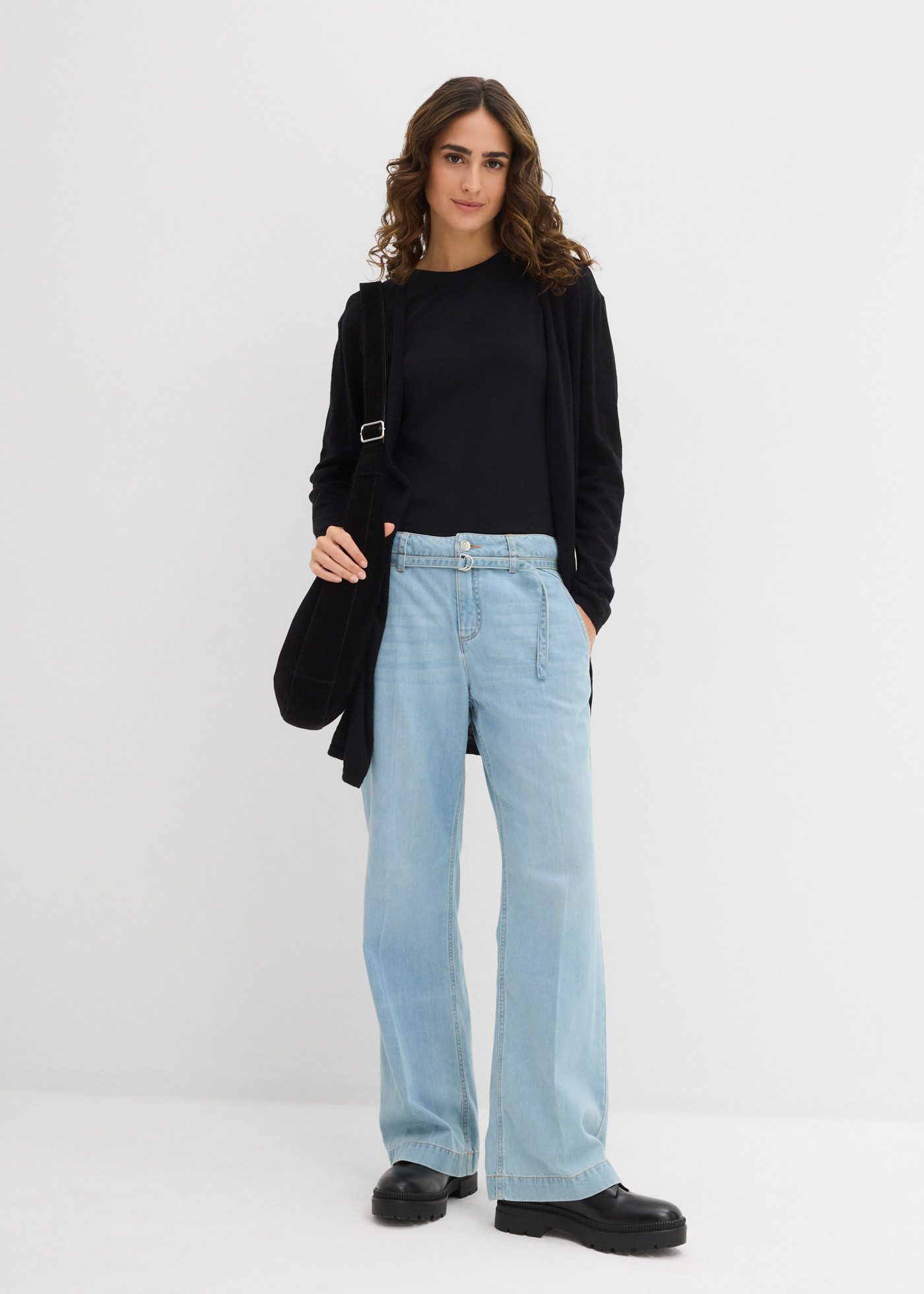 bonprix Longstrickjacke gerade Passform, unifarben, aus Baumwolle