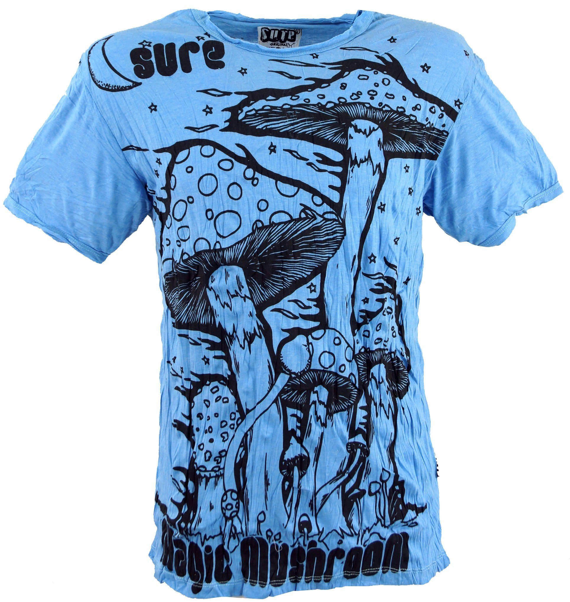 T-Shirt Mushroom Magic - Style, Goa alternative hellblau T-Shirt Sure Guru-Shop Festival, Bekleidung