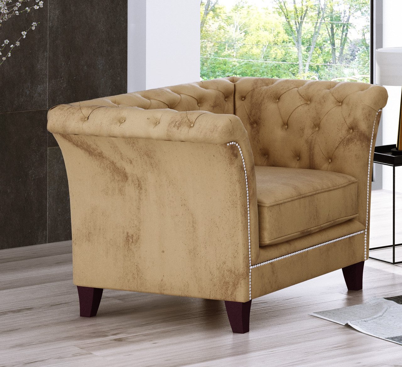 S-Style Möbel Chesterfield-Sessel Rainsburg aus Samt-Stoff günstig online kaufen