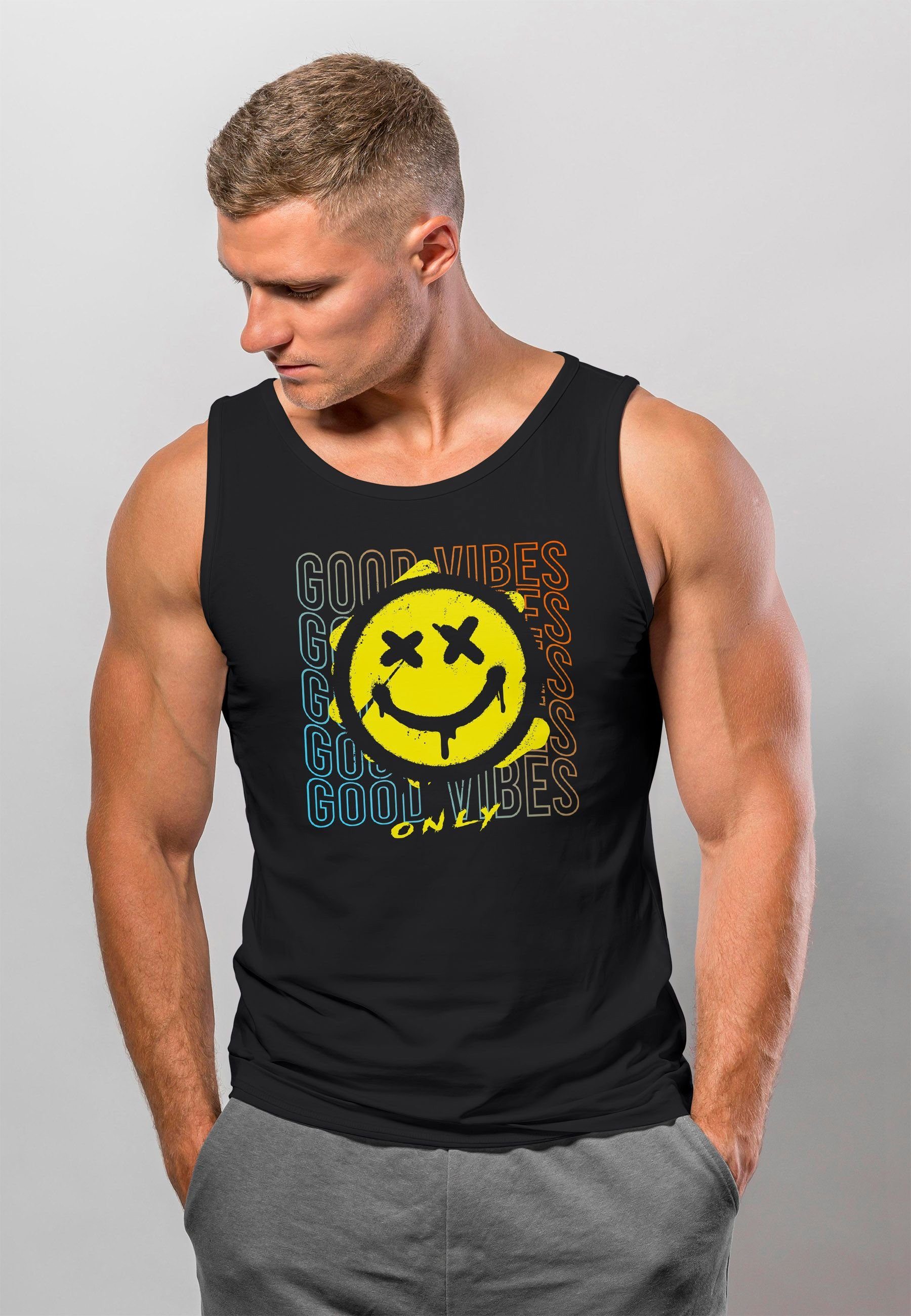 Neverless Tanktop Herren Tank-Top Smiling Face günstig online kaufen