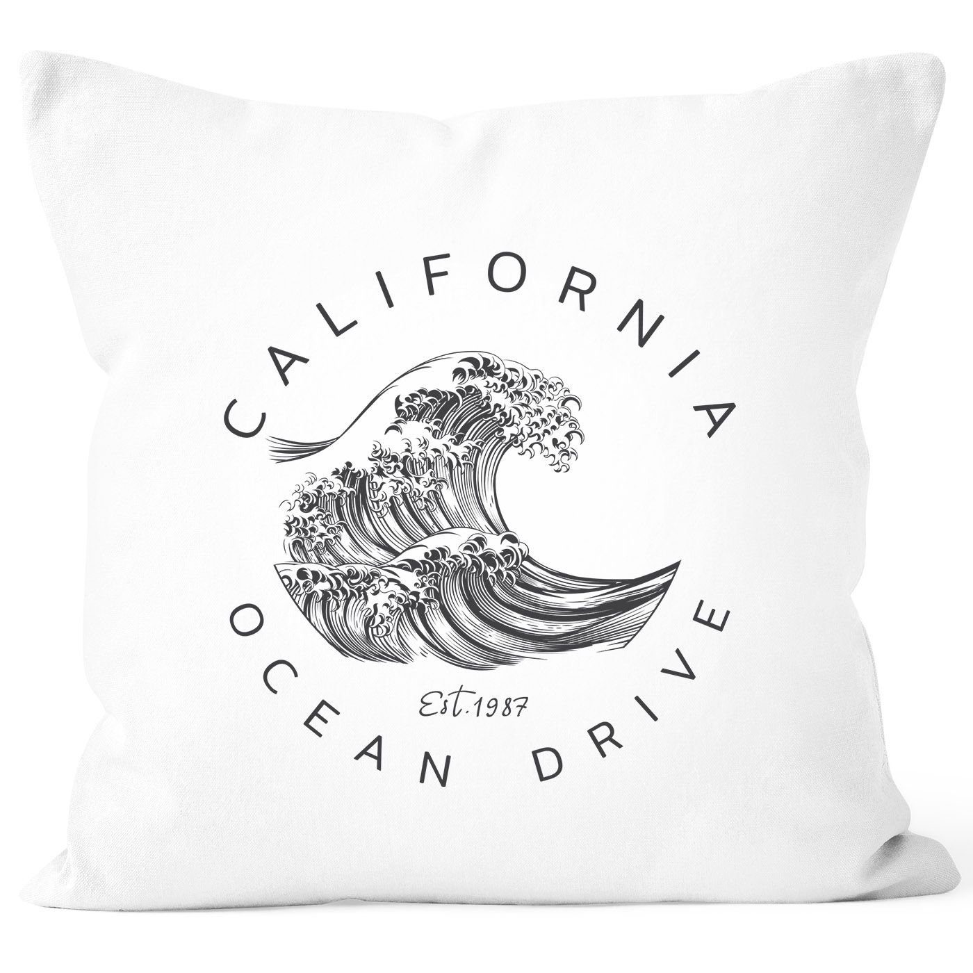 Autiga Dekokissen Deko-Kissen California Autiga® Kissen-Hülle Summer Drive Kissenbezug Welle weiß Wave Ocean Surf