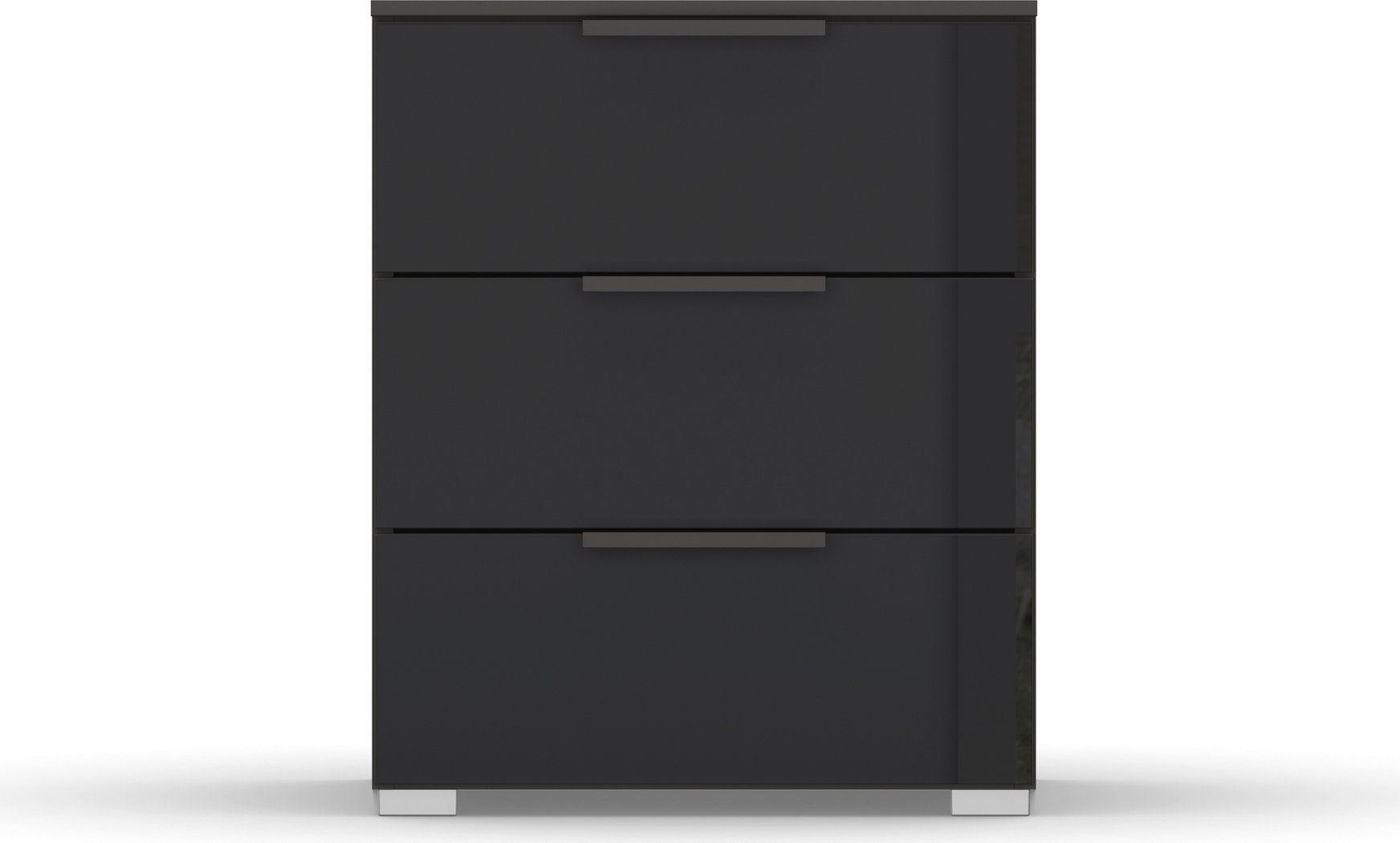 rauch Nachtkommode Nachttisch Nachtkonsole Nachtschrank SKAT MERIDIAN (inkl. SOFT-CLOSE-FUNKTION), mit 3 Schubladen mit Glasfront in elegantem Design MADE IN GERMANY