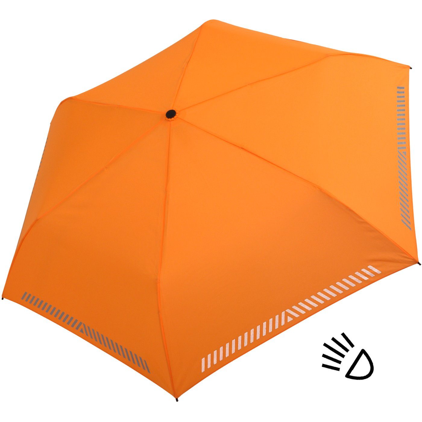 Sicherheit Auf-Zu-Automatik, durch Taschenregenschirm reflektierend, Kinderschirm - orange Reflex-Streifen mit neon iX-brella