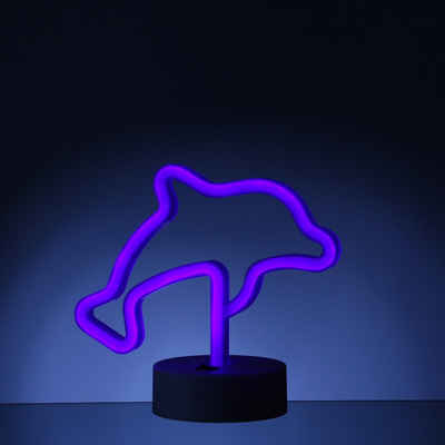 SATISFIRE LED Dekolicht LED Neonlicht DELFIN Neonschild Leuchtfigur USB Batterie 19cm blau