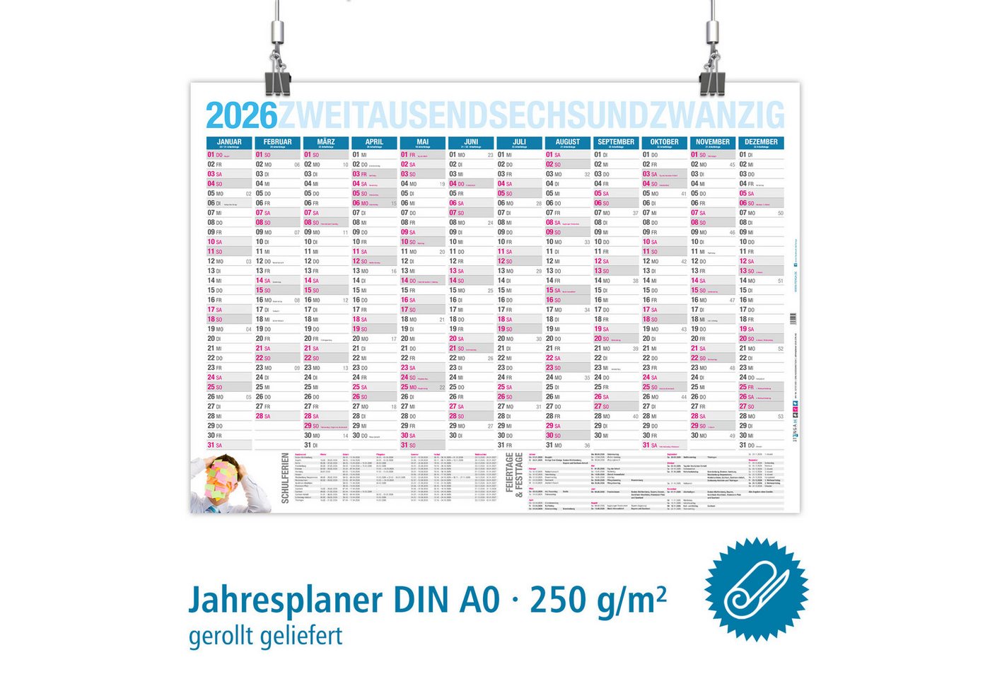 Thumbnail - itenga Wandkalender ITENGA Jahresplaner 2026 Wandkalender DIN A0 (118,9 x 84,1 cm) 250g/m²