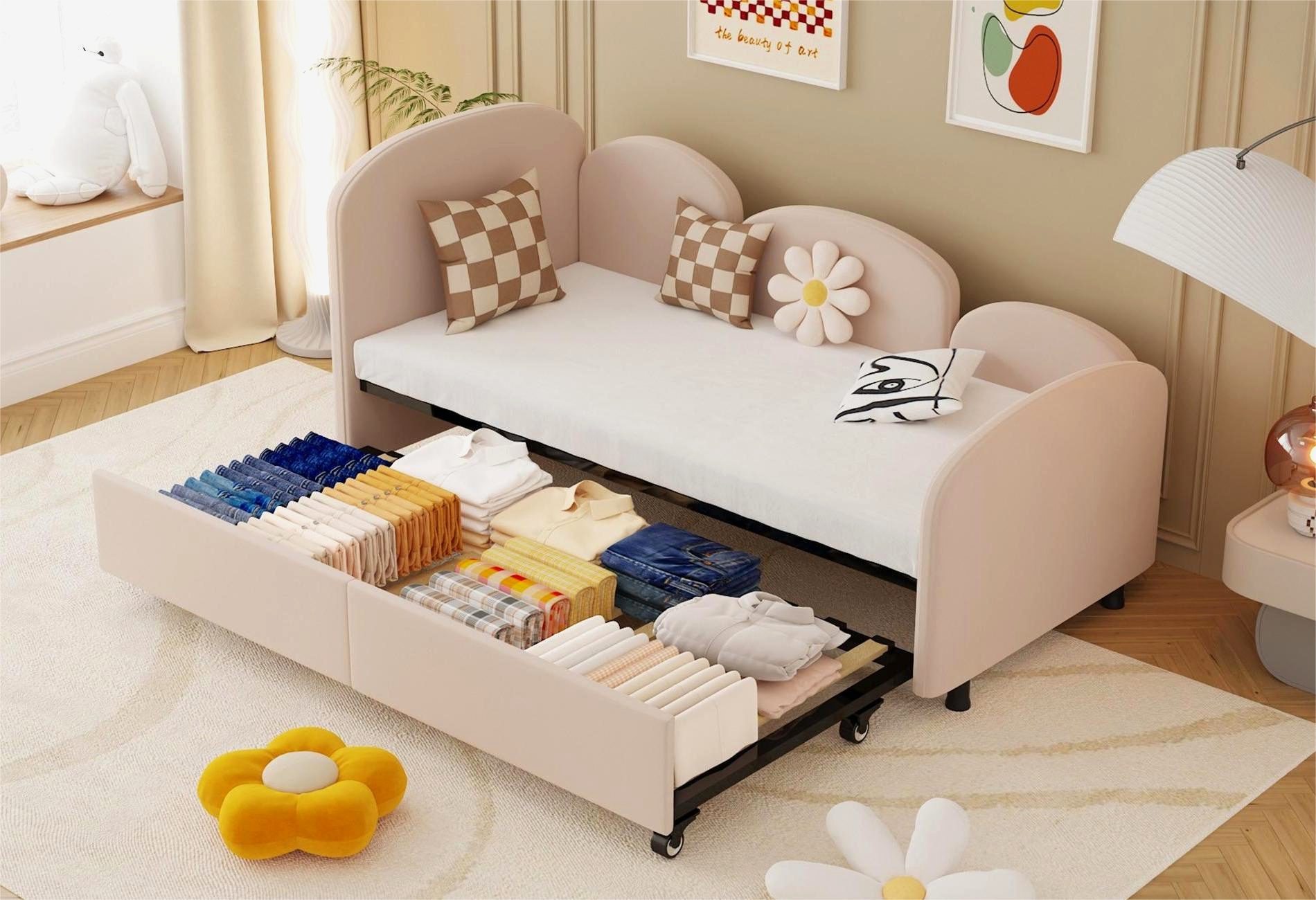 LVHOM Polsterliege 90x200cm,Tagesbett mit Ausziehbett 90x200cm,Stauraum,Sam günstig online kaufen