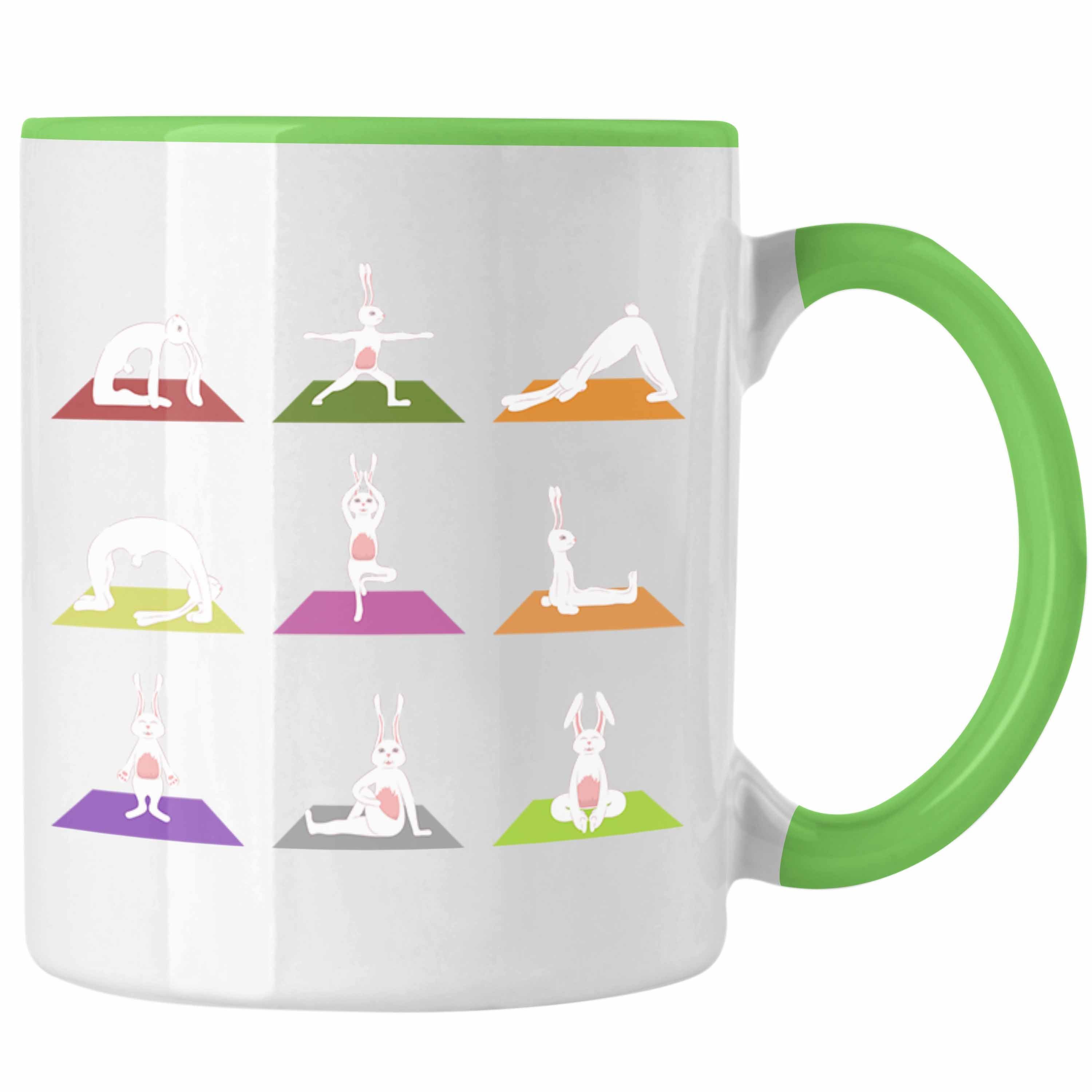 Tasse - Trendation Sport Yoga-Posen Tasse Grün Sport Hasen Trendation Yoga Häschen Geschenkidee Lustig Geschenk