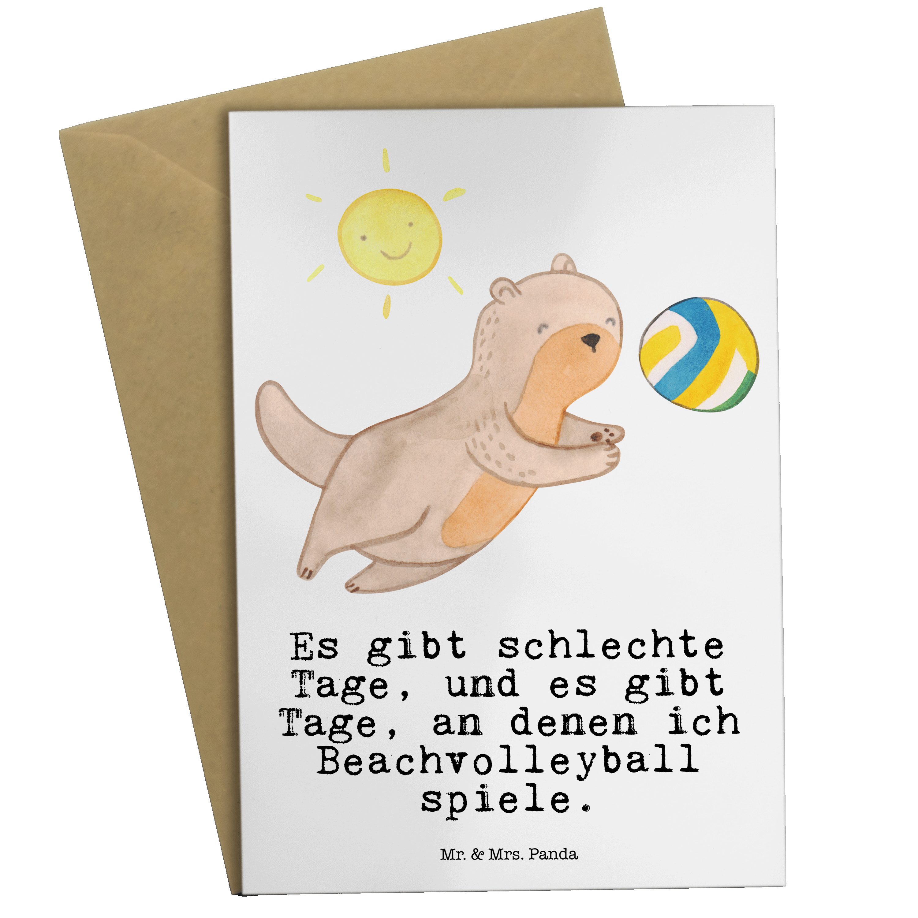 Mr. & Mrs. Panda Grußkarte Otter Beachvolleyball Tage - Weiß - Geschenk, Sportart, Karte, Auszei