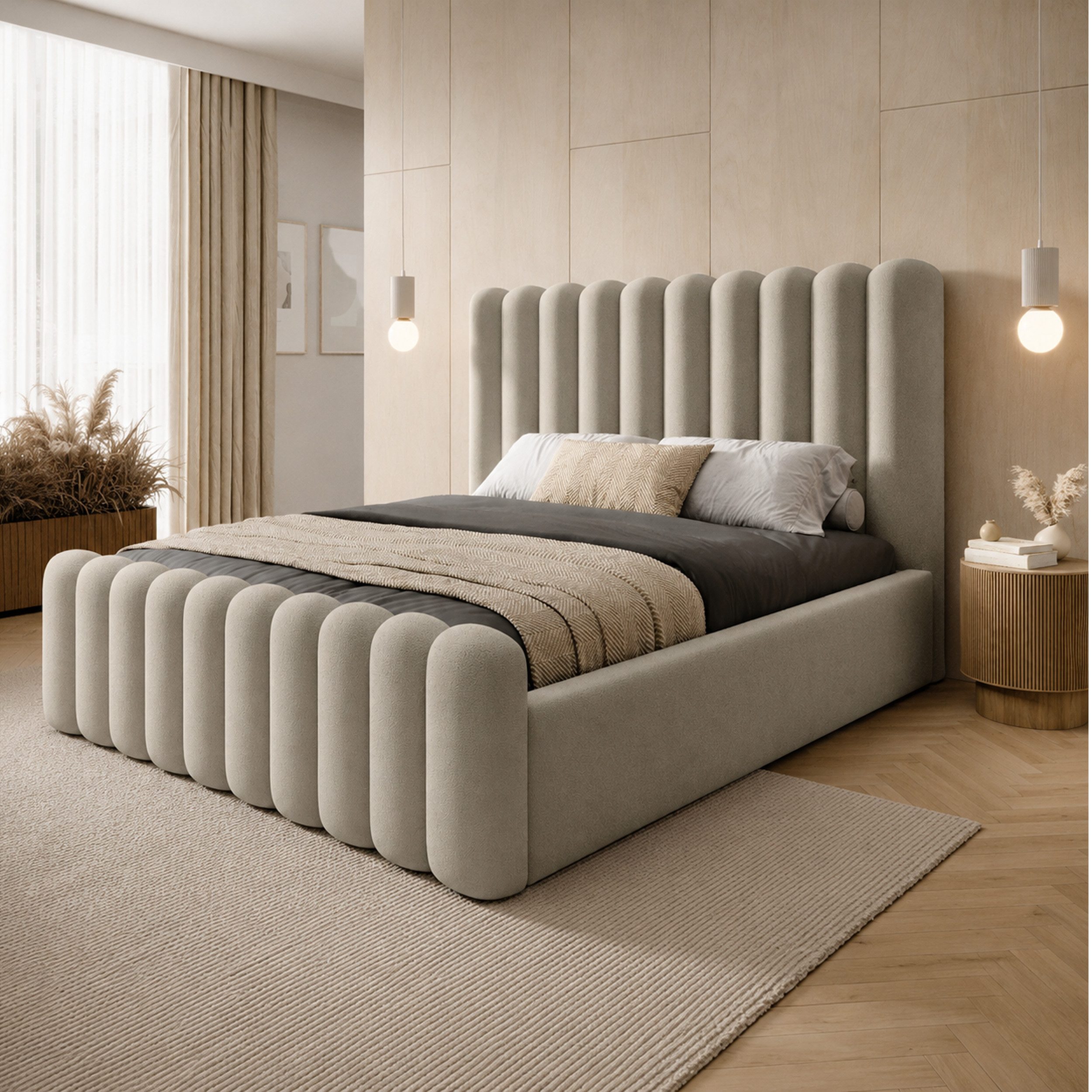 Goldstoff Polsterbett JENNY - Bett mit Bettkasten & Halbrund-Kopfteil – Velvet (Doppelbett mit Bettkasten und Lattenrost, verfügbar 140x200 160x200 180x200 200x200cm), Verfügbar in 4 Größen – Modern & Elegant