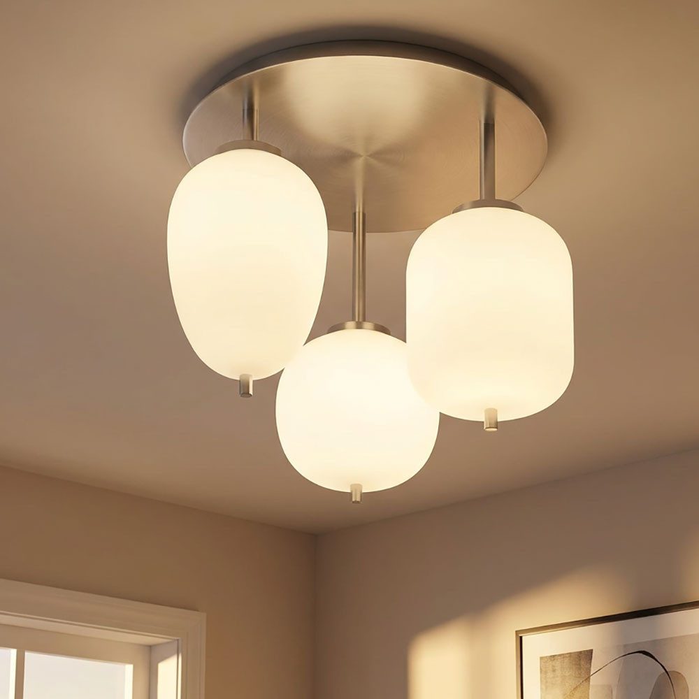 GLOBO LIGHTING Deckenleuchte, Leuchtmittel nicht inklusive, Deckenleuchte Wohnzimmerlampe Deckenlampe Metall Glas Opal 3-Flammig