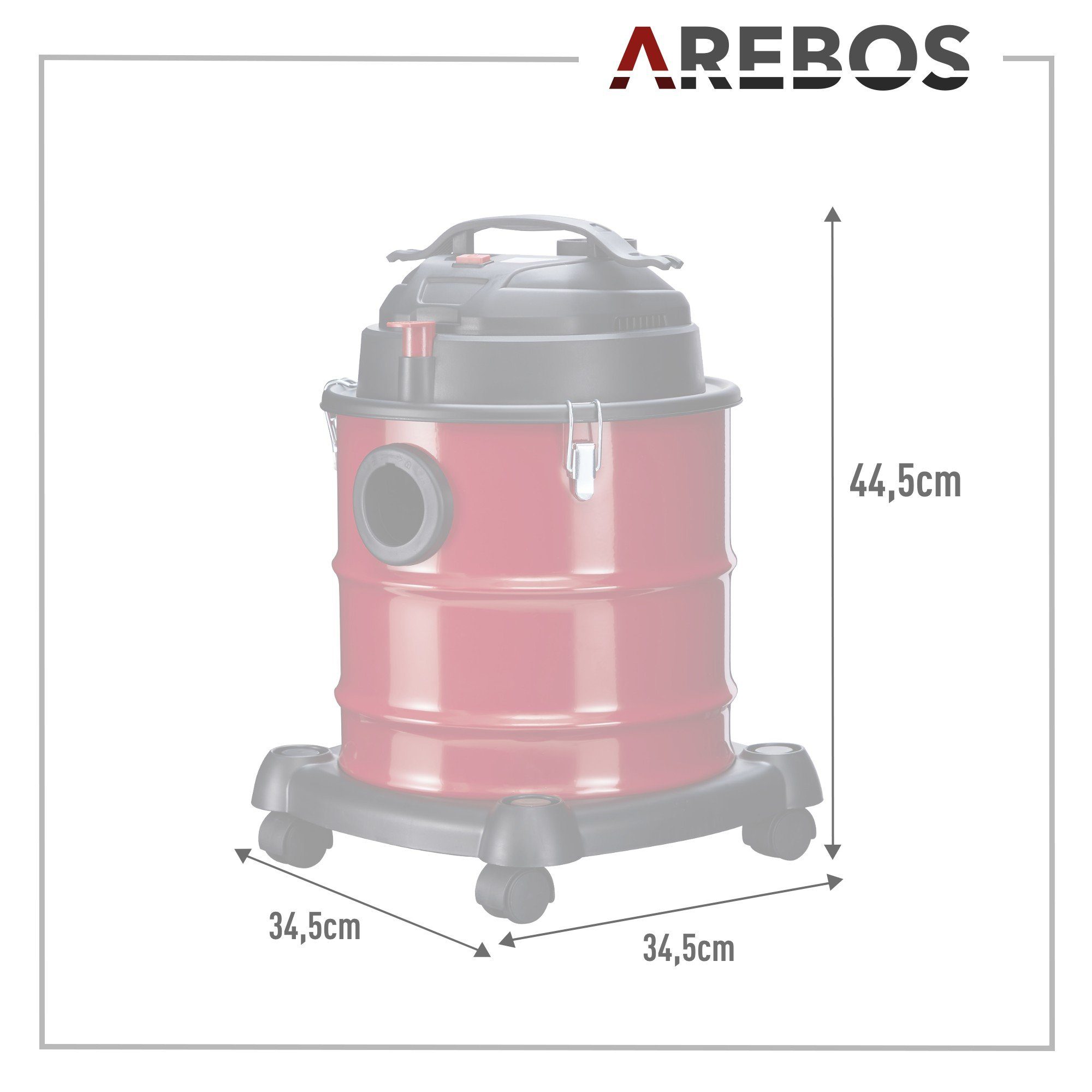 Arebos inkl. und Kaminsauger Filter, Saug- Aschesauger beutellos W, HEPA 1200,00 Blasfunktion,