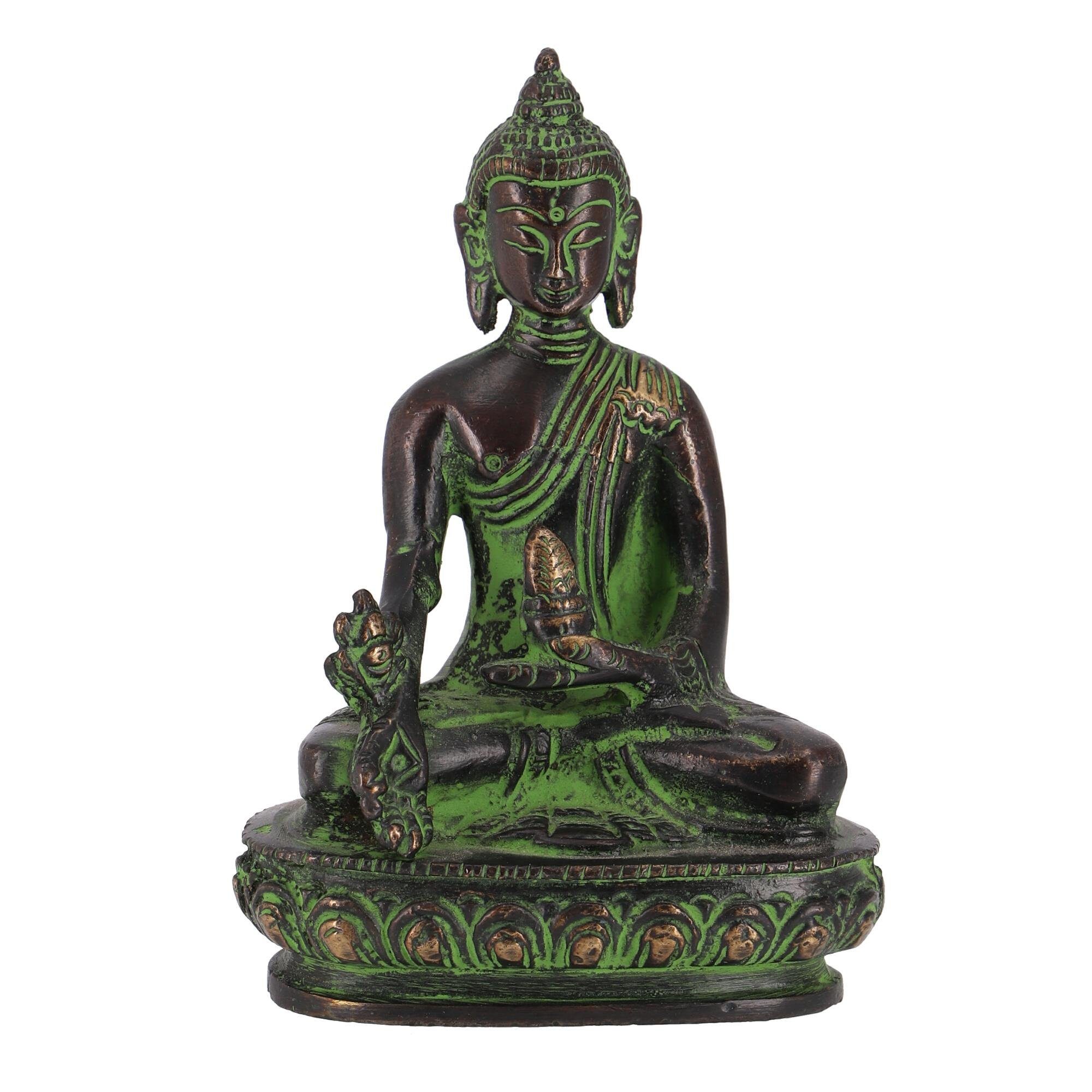 aus 11 cm.. Statue Buddha Medizin Buddha Buddhafigur Guru-Shop Messing