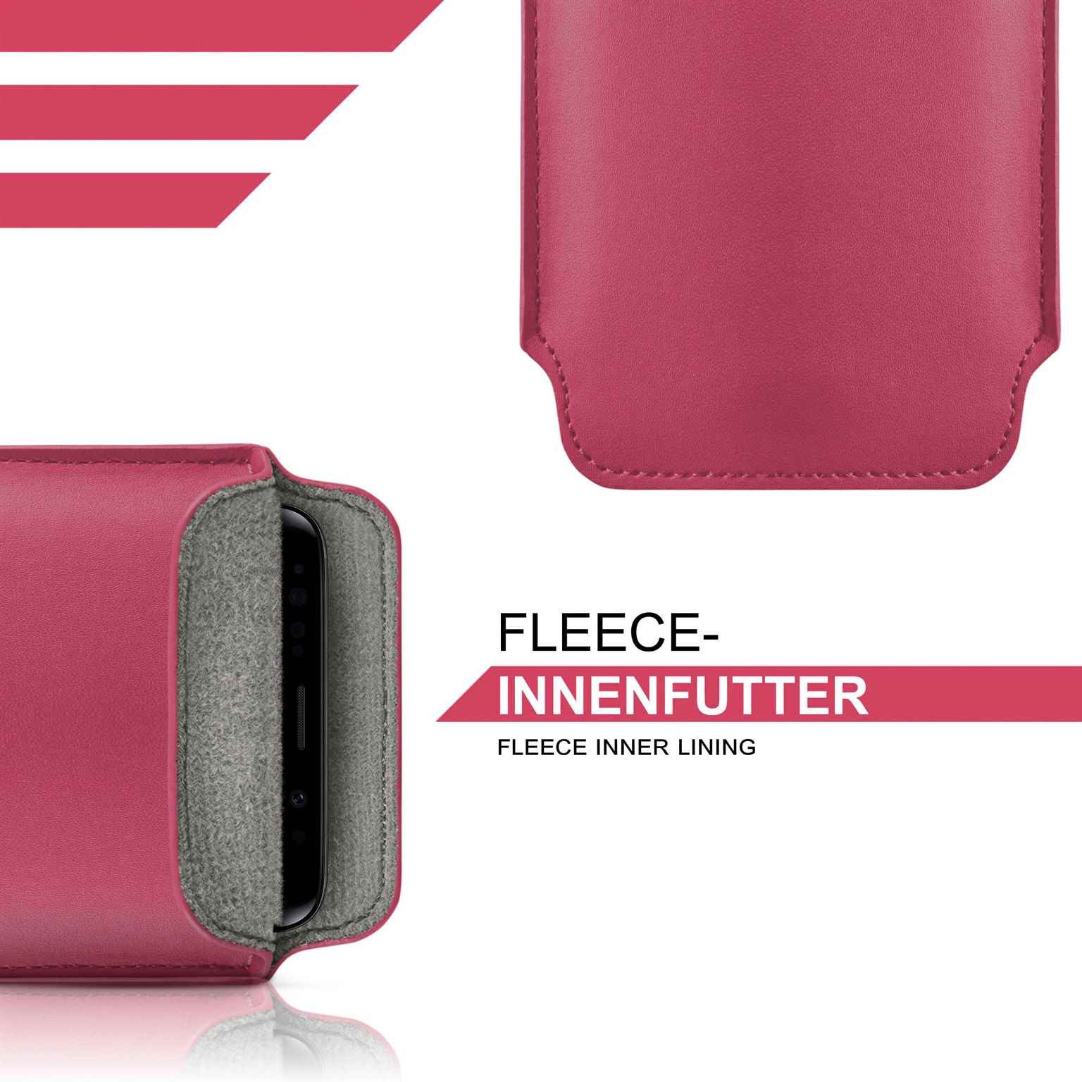moex Handyhülle für Honor Magic V3 Hülle Leder Optik Pull Case Pink 7,92 Zoll, Holster Handytasche Schutzhülle Sleeve Hülle Etui 360 Grad Schutz Dünn