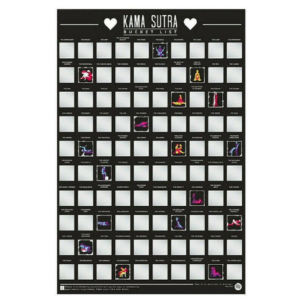 GIFT REPUBLIC Poster Bucket List, Kamasutra (100 Positionen Rubbel Liste, 1 günstig online kaufen