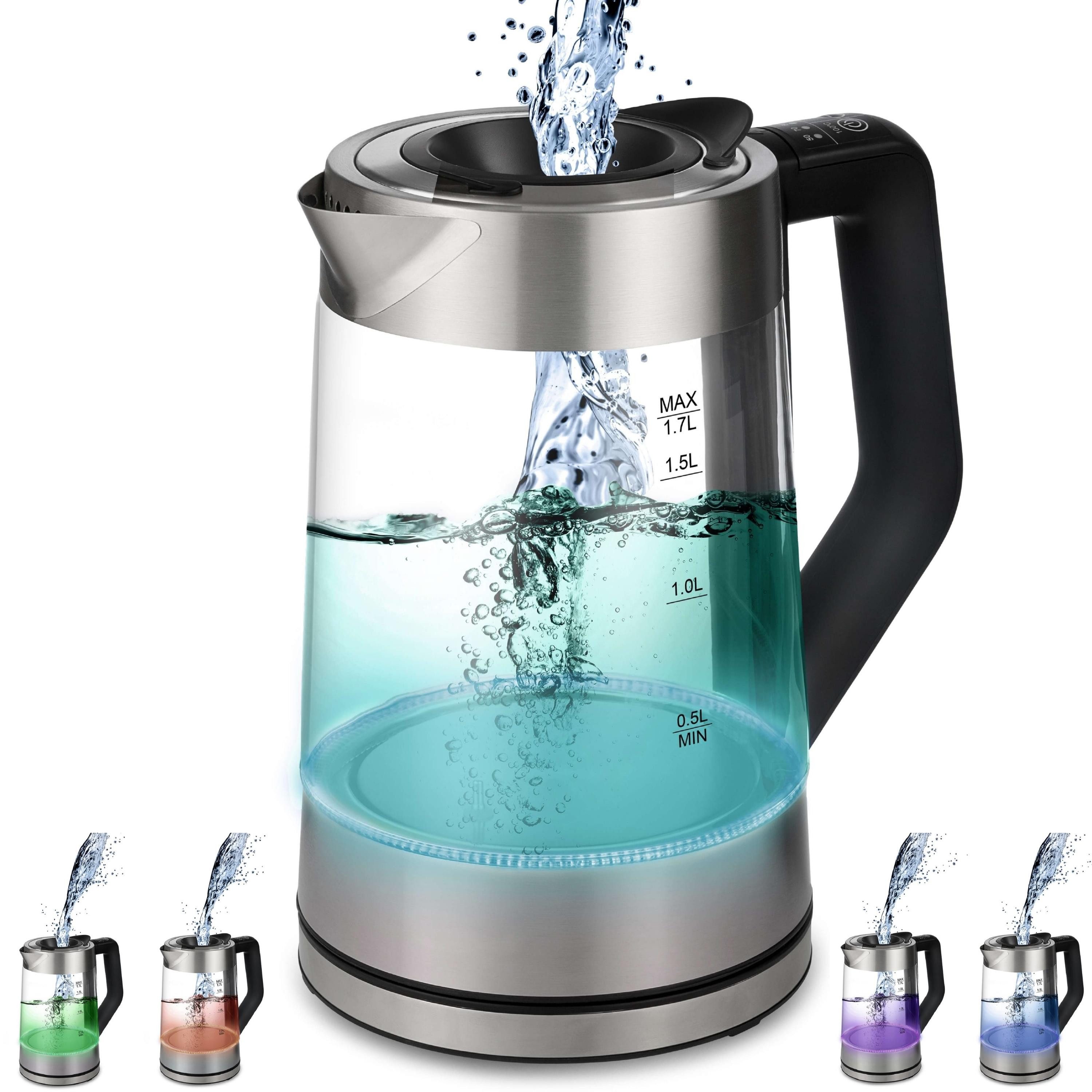 ecosa Wasserkocher EO-660, 1.7 l, 2200 W, Temperatureinstellung,LED-Beleuchtung,Edelstahl,BPA-frei,Farbwechsel