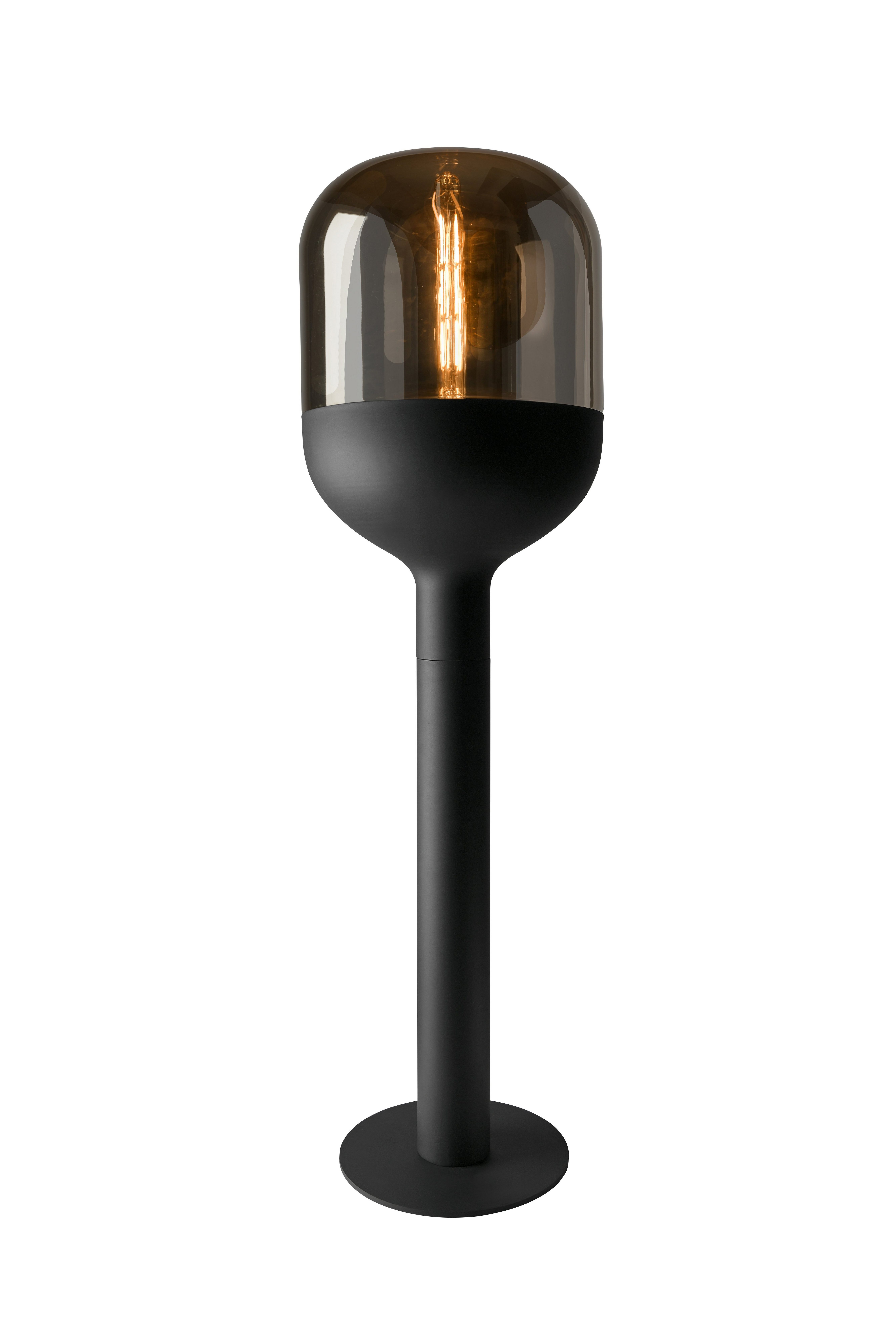 SOMPEX Stehlampe Stehlampe Dome schwarz Glas gold Vintage-Look 120cm, ohne Leuchtmittel, mundgeblasenes Glas, E27 Fassung, gold bedampft