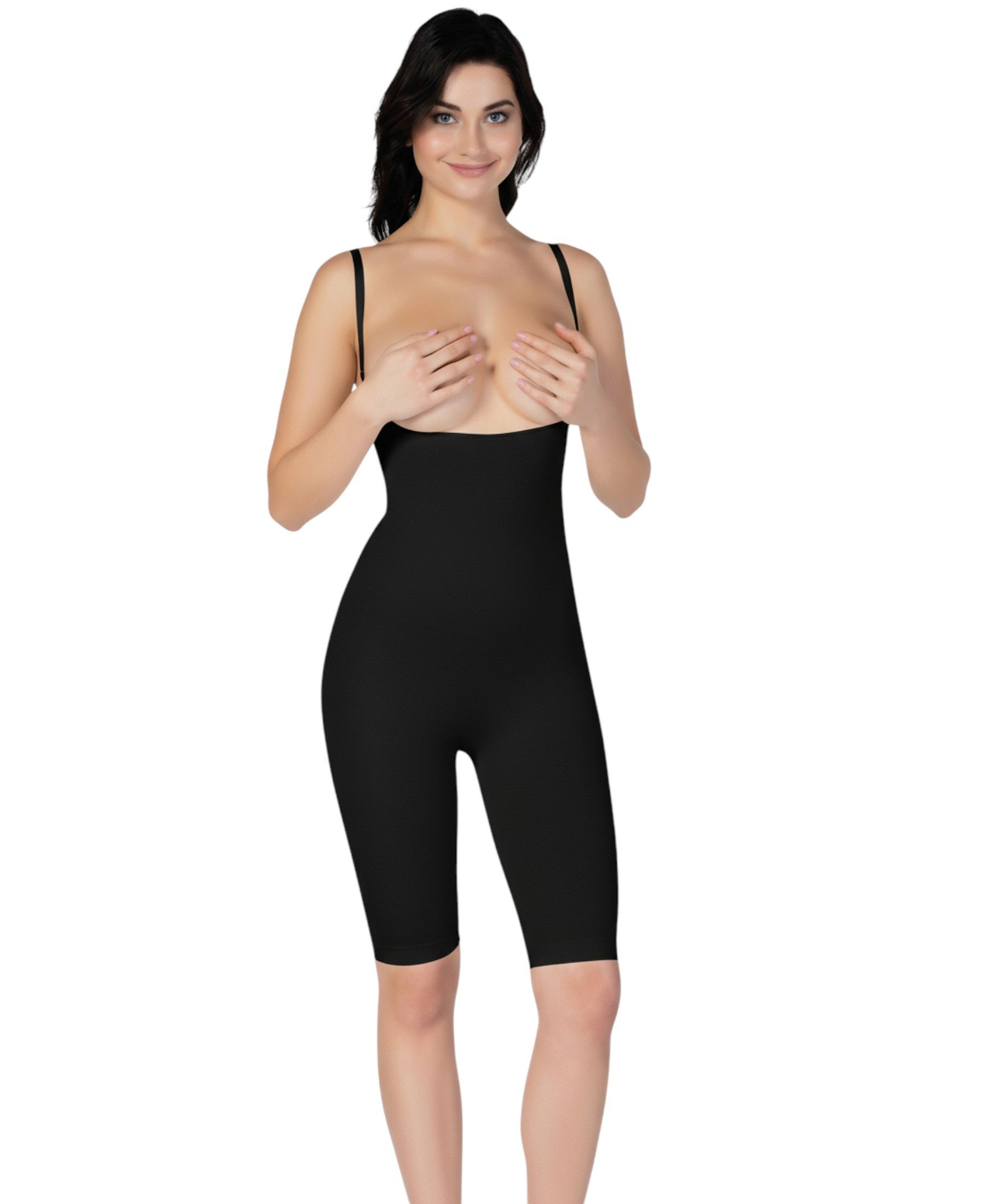 Formangel Miederhose Figurformendes Ganzkörper-Mieder mit Trägern, Unterbrust Shapewear (1-St) Mikromassage-Effekt, elastische Formzonen