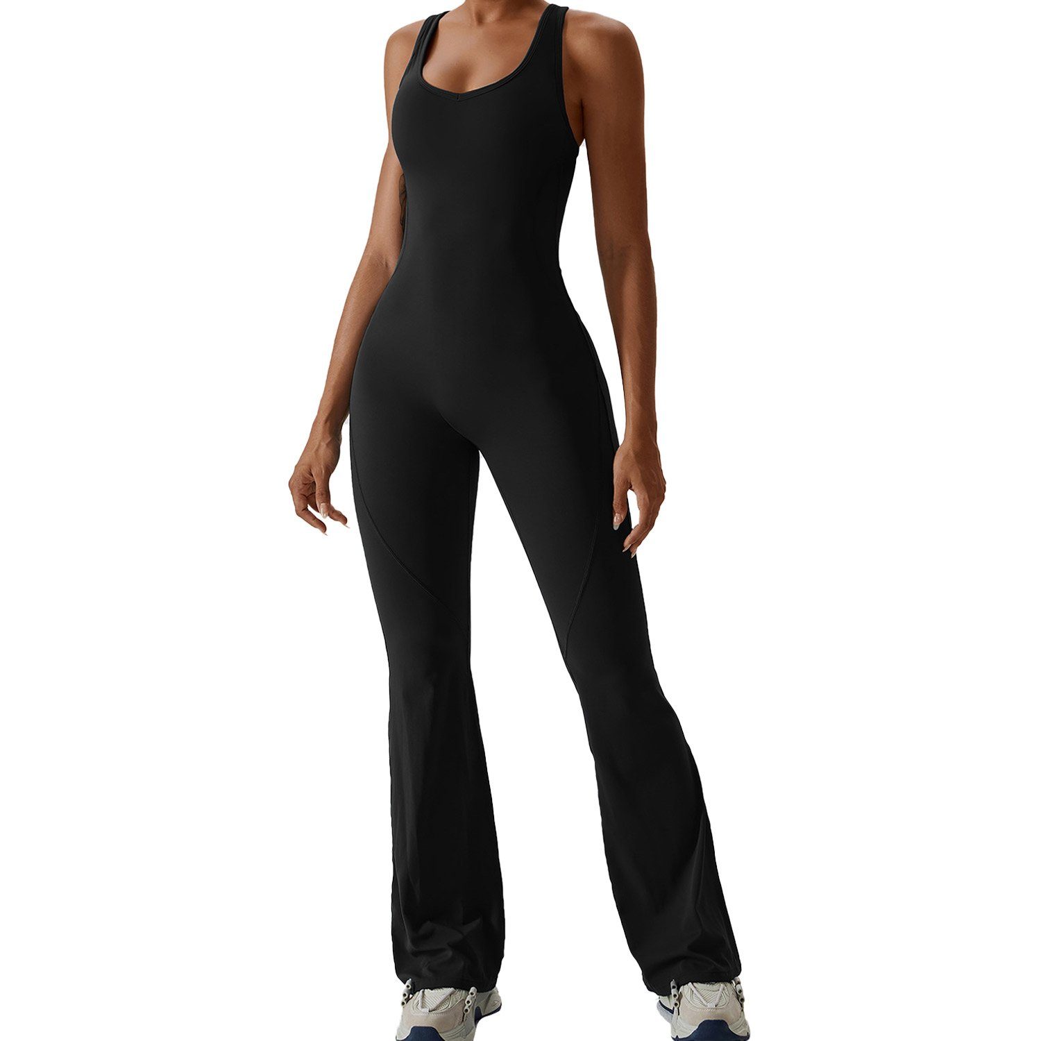 MAGICSHE Overall Jumpsuit Schneller trocknender enger Yoga Anzug für Damen  Ärmelloser rückenloser Overall