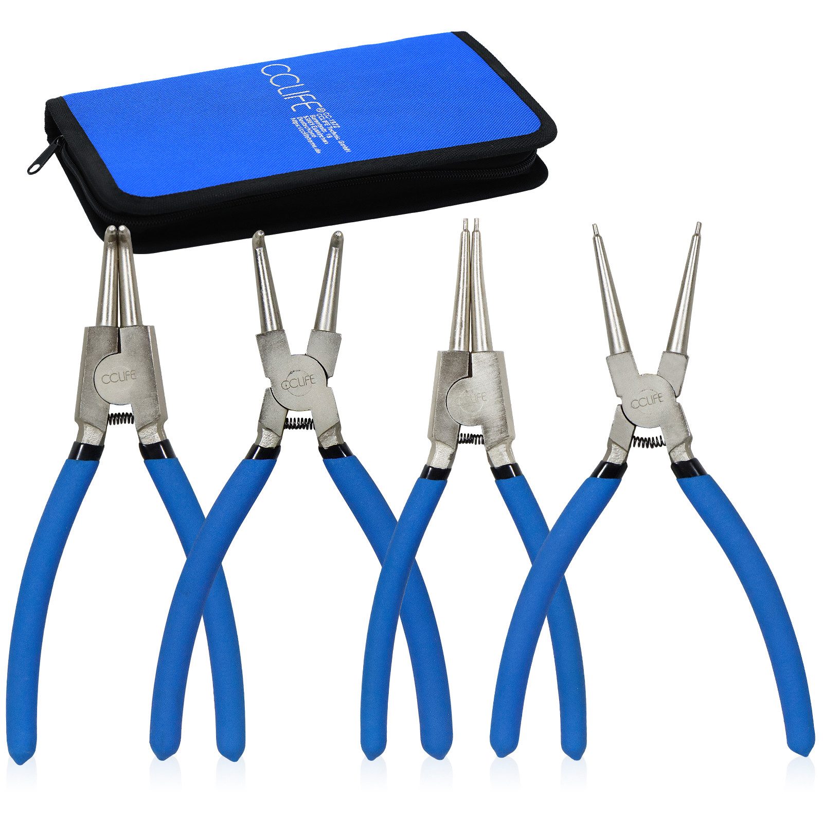 CCLIFE Klemmhülsenzange Sprengringzangen Seegeringzange Set 4tlg, Zange