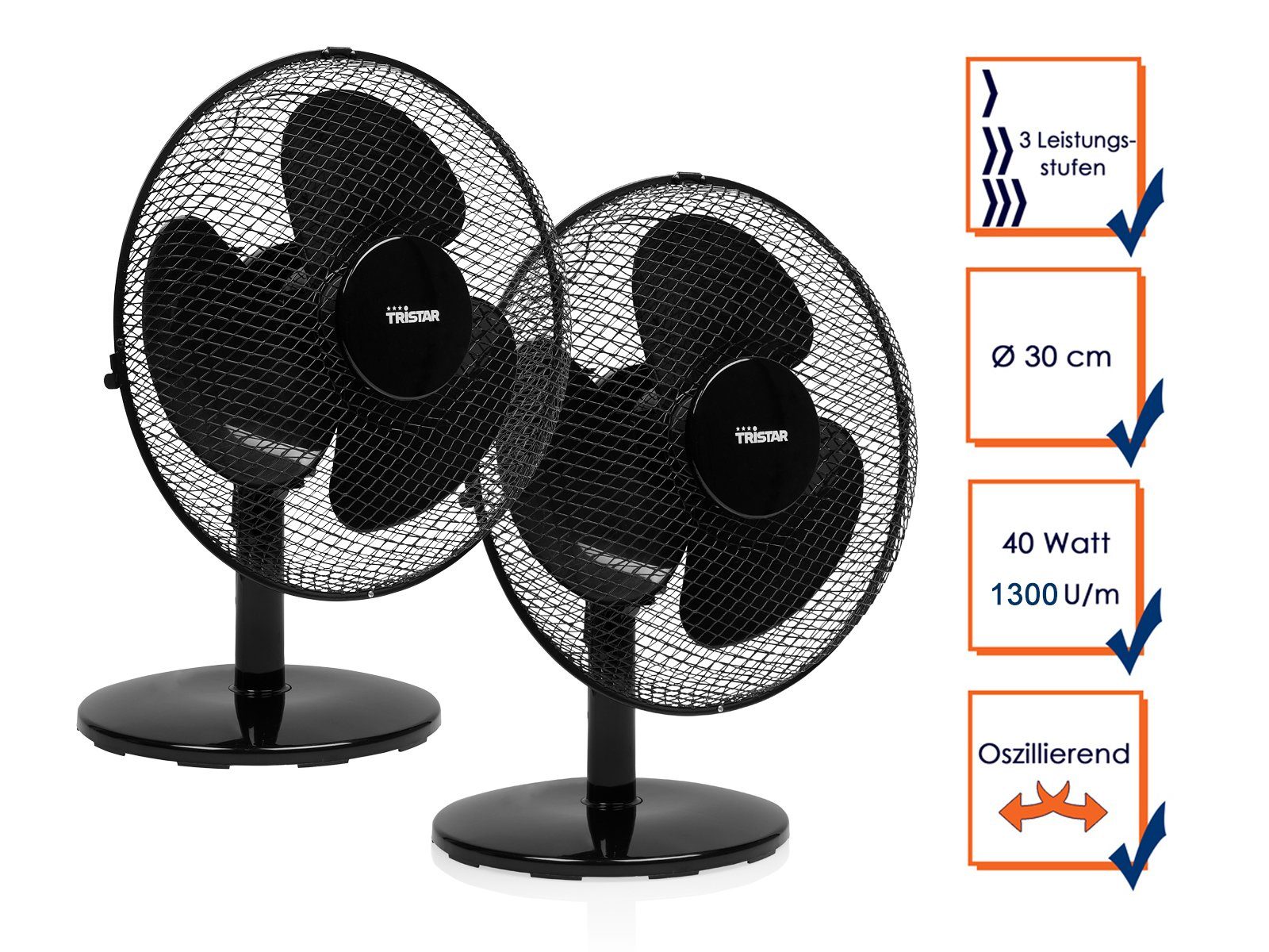 Tristar Tischventilator, 2er SET kleine Windmaschine günstig online kaufen