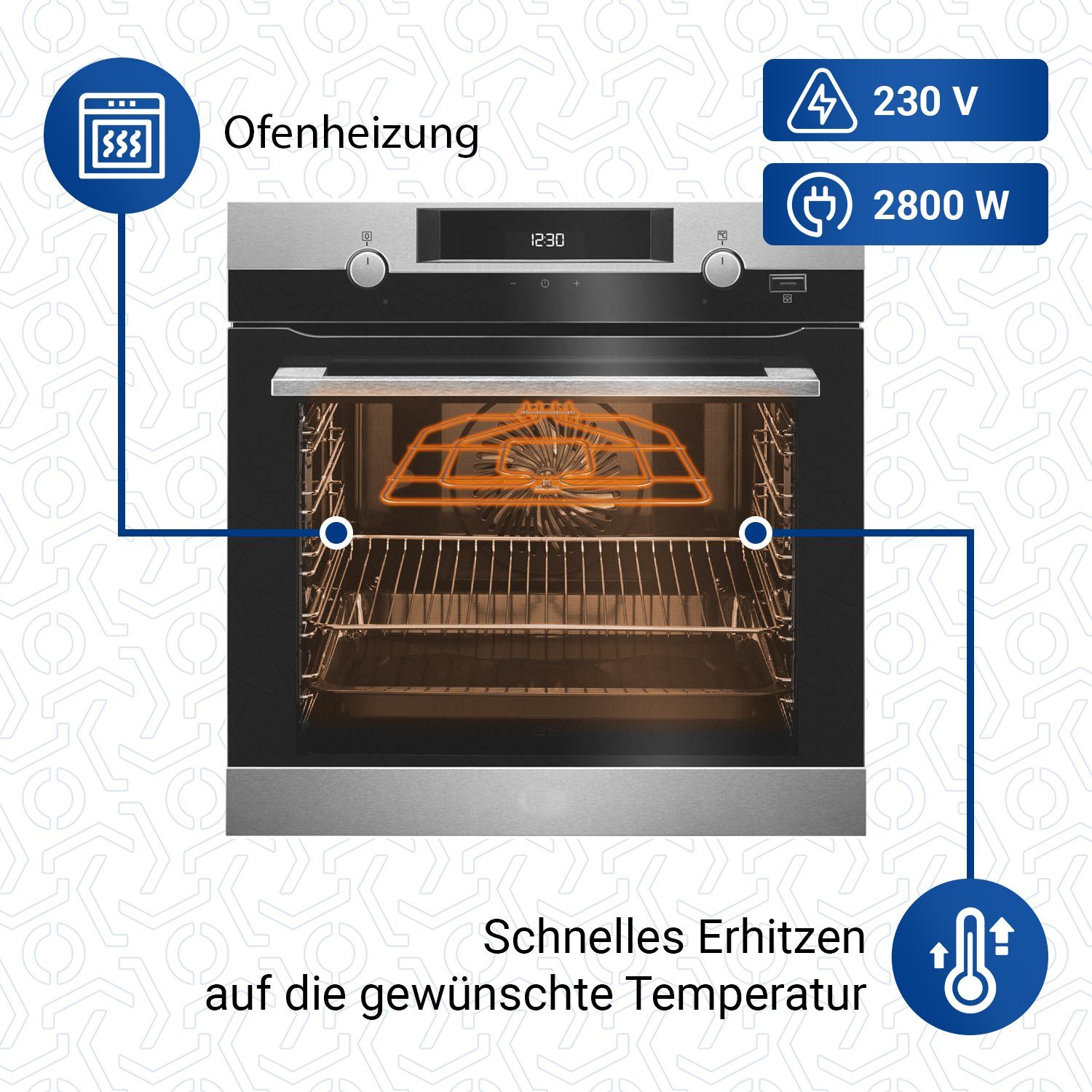 VIOKS Heizstab Heizkörper Ersatz für Bosch 00773539 EGO 20.25899.000, Heizspirale für Backofen Herd