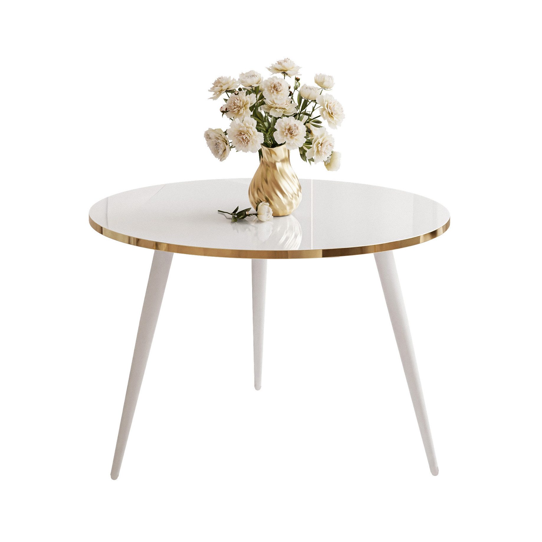 Lookway Couchtisch SOLEIL HOCHGLANZ Runder Couchtisch mit Ablage (1x Tisch), Durchmesser: ⌀70 cm