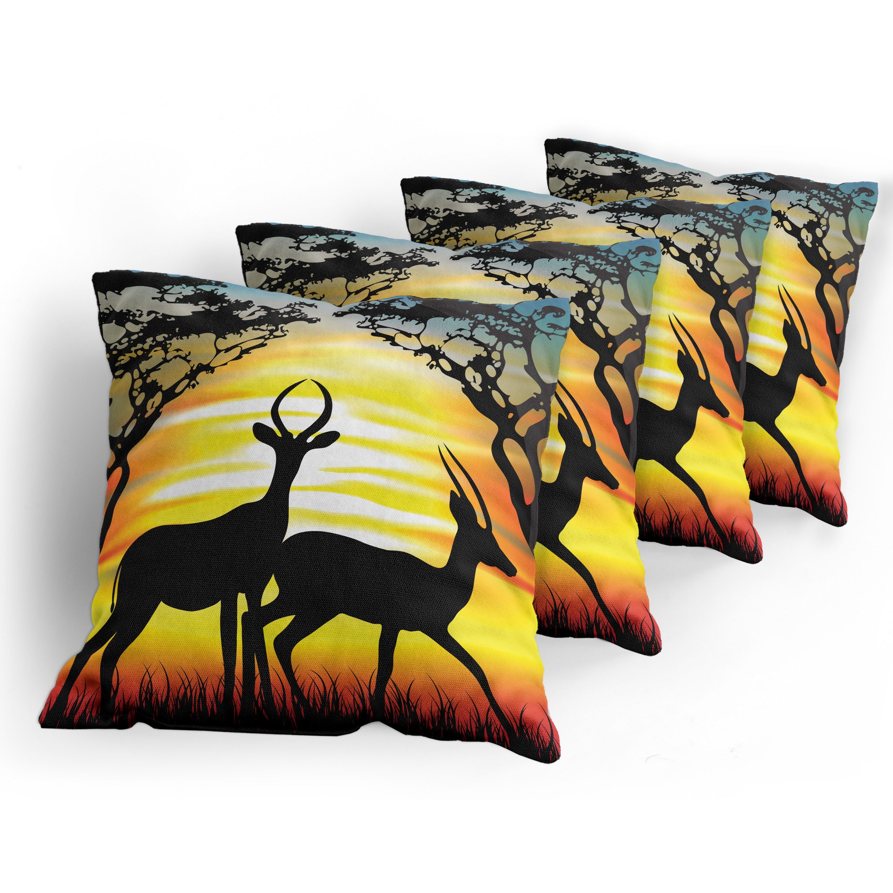 Sonnenuntergang Digitaldruck, Modern auf Doppelseitiger Tiere (4 Kissenbezüge Abakuhaus Antilope Accent Stück),