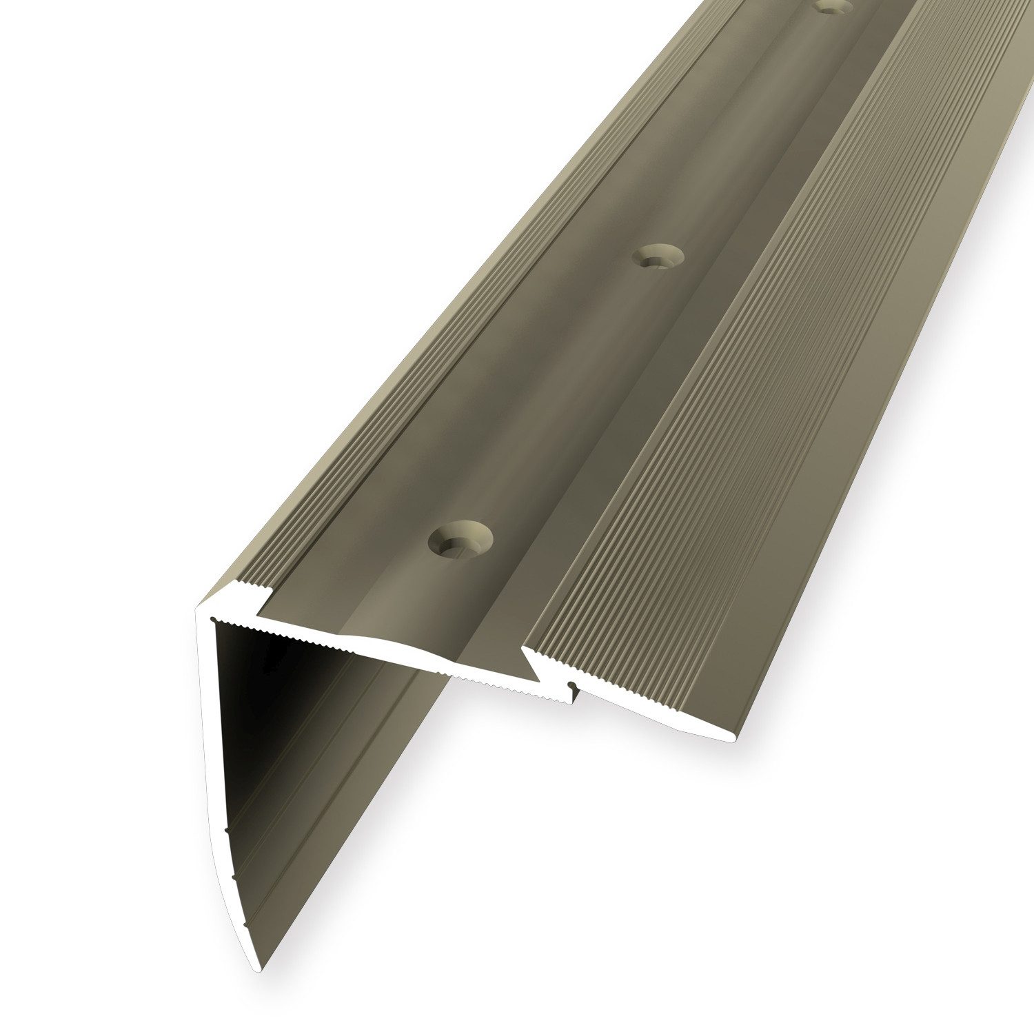 Küberit Treppenkantenprofil 49.7 x 54 x 2500 mm Winkelprofil Sand Gebohrt Aluminium