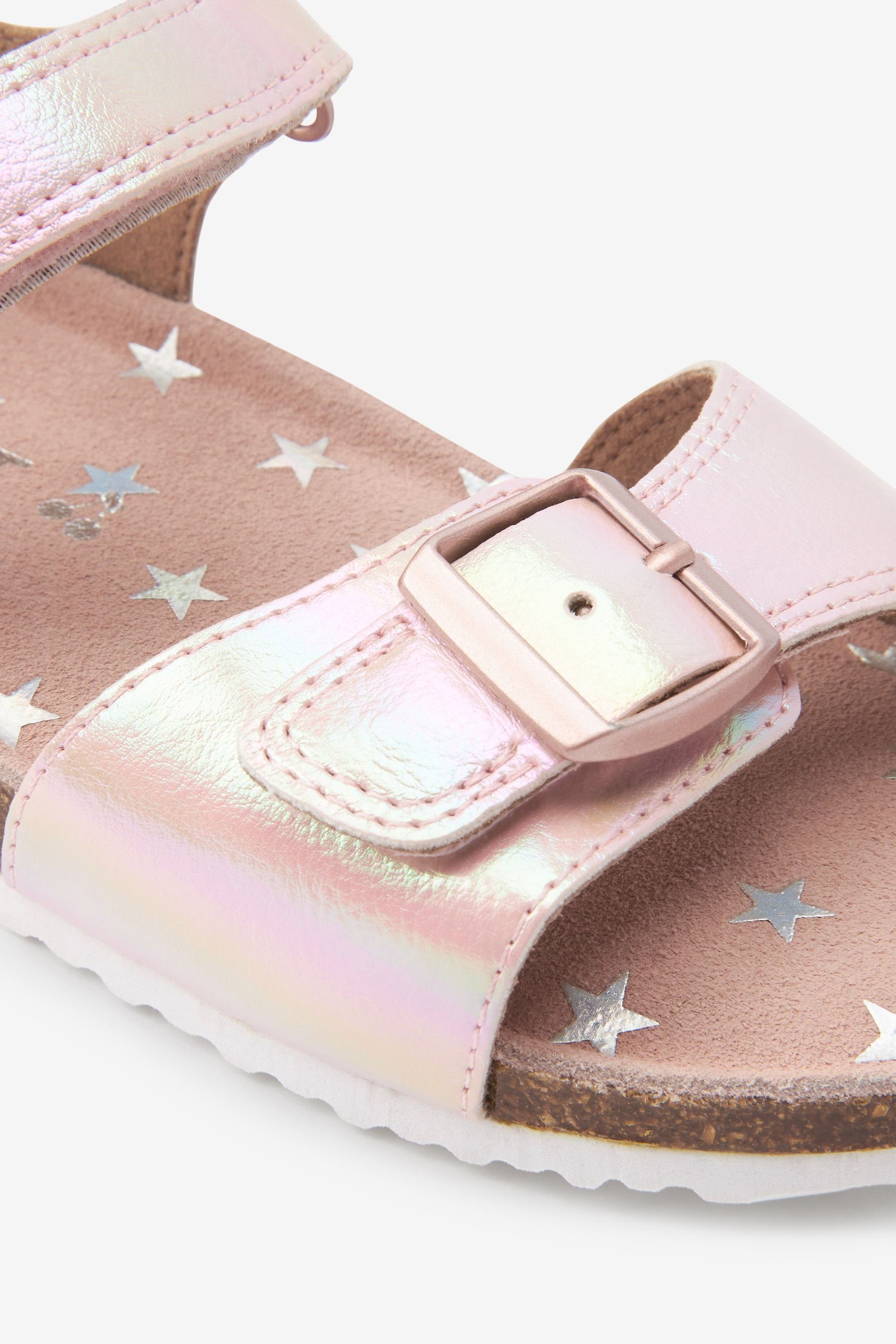 Sandale Pink mit Passform Next Breite Shimmer Sandale Rainbow (1-tlg) Kork-Fußbett,