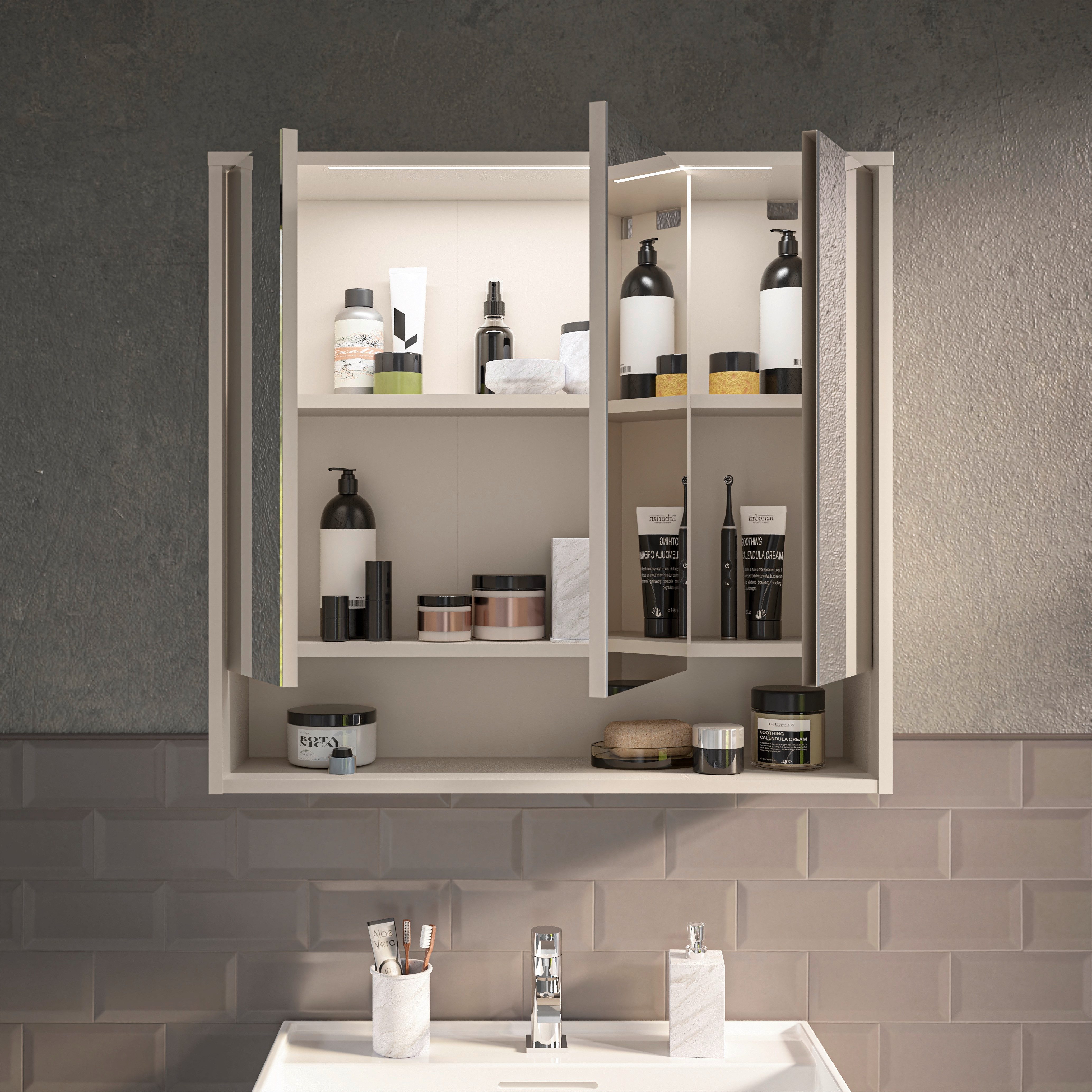 BASIC by Balculina Spiegelschrank Lucera BxHxT 80x75x20 cm (1-St) Breite 80 günstig online kaufen